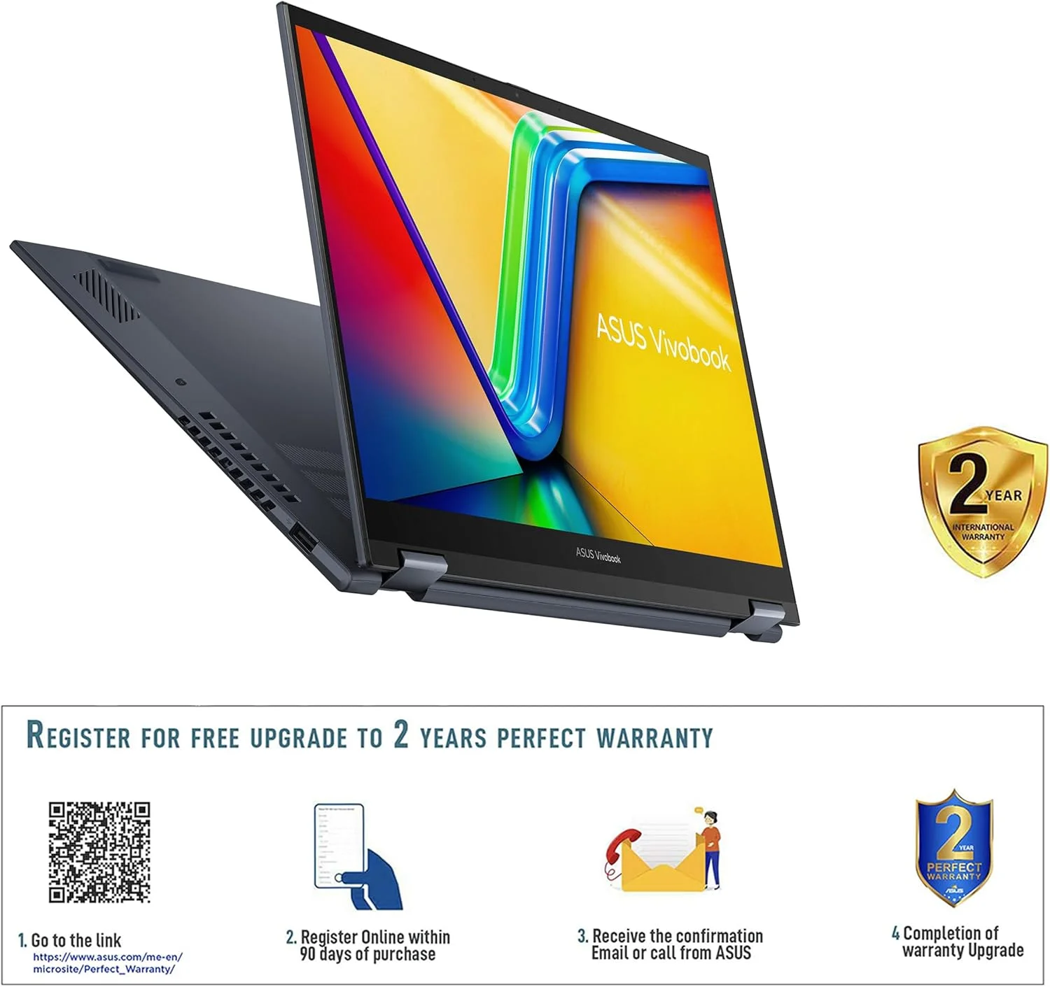 لپ تاپ لمسی ایسوس Vivobook S 14 Flip TN3402YA-LZ159W آبی آرام، پردازنده R7-7730U، رم 16 گیگابایت، حافظه SSD 1 ترابایت PCIE G3، گرافیک AMD Radeon، ویندوز 11 هوم، صفحه نمایش 14 اینچ 1920X1200 16:10، کیبورد با نور پس زمینه انگلیسی-عربی