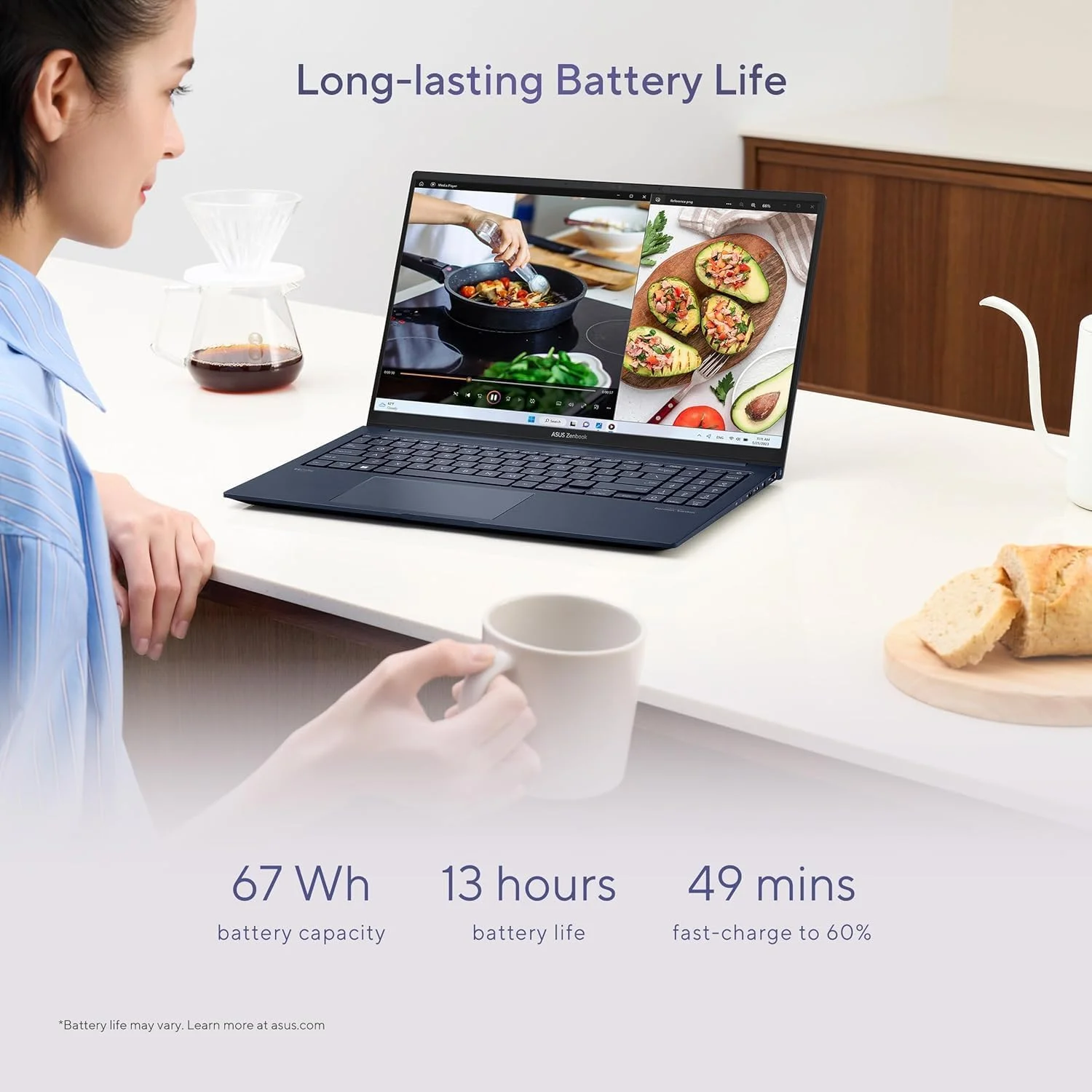 لپ تاپ باریک تجاری ایسوس Zenbook 15، صفحه نمایش 15.6 اینچی FHD 100% sRGB، AMD Ryzen 5 7535U، کیبورد با نور پس زمینه، Wi-Fi 6E، USB C، ویندوز 11 هوم، با پارچه (16 گیگابایت رم LPDDR5 | 1 ترابایت SSD)