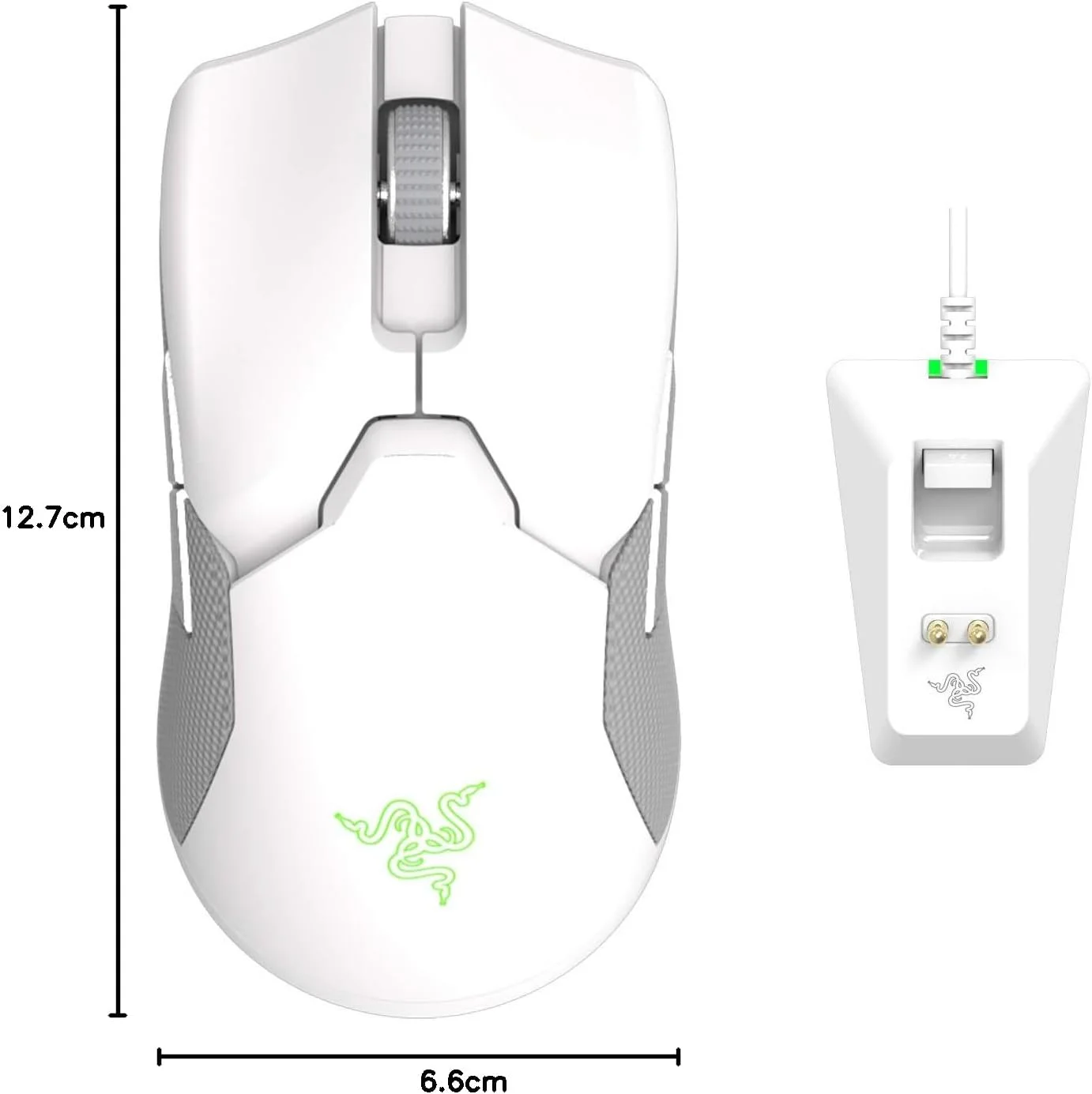 موس گیمینگ بیسیم و سبک Razer Viper Ultimate به همراه داک شارژ RGB: تکنولوژی بیسیم Hyperspeed - سنسور اپتیکال 20K DPI - وزن سبک 74 گرم - 70 ساعت عمر باتری - سفید جیوه ای موس گیمینگ بیسیم و سبک Razer Viper Ultimate به همراه داک شارژ RGB: تکنولوژی بیسیم Hyperspeed - سنسور اپتیکال 20K DPI - وزن سبک 74 گرم - 70 ساعت عمر باتری - سفید جیوه ای
