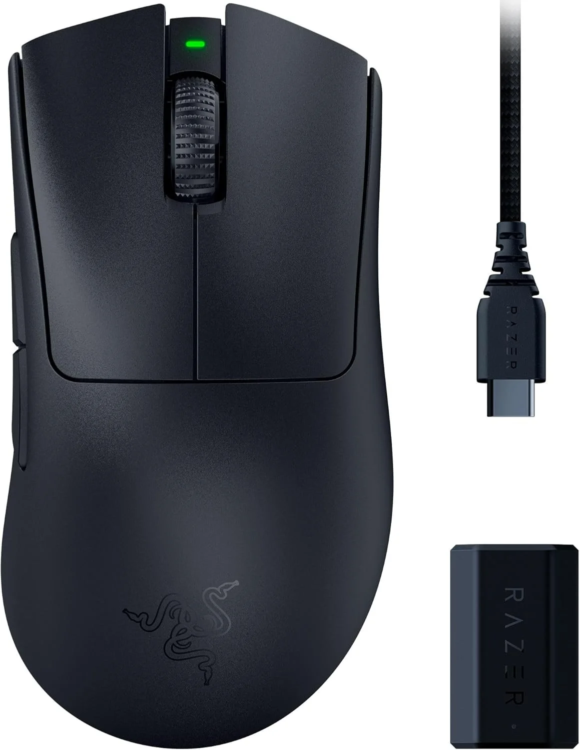 موس گیمینگ بی‌سیم Razer DeathAdder V3 Pro + دانگل بی‌سیم Hyperpolling: فوق‌العاده سبک 63 گرمی - حسگر اپتیکال Focus Pro 30K - سوییچ‌های اپتیکال نسل 3 - 5 دکمه قابل برنامه‌ریزی - مشکی