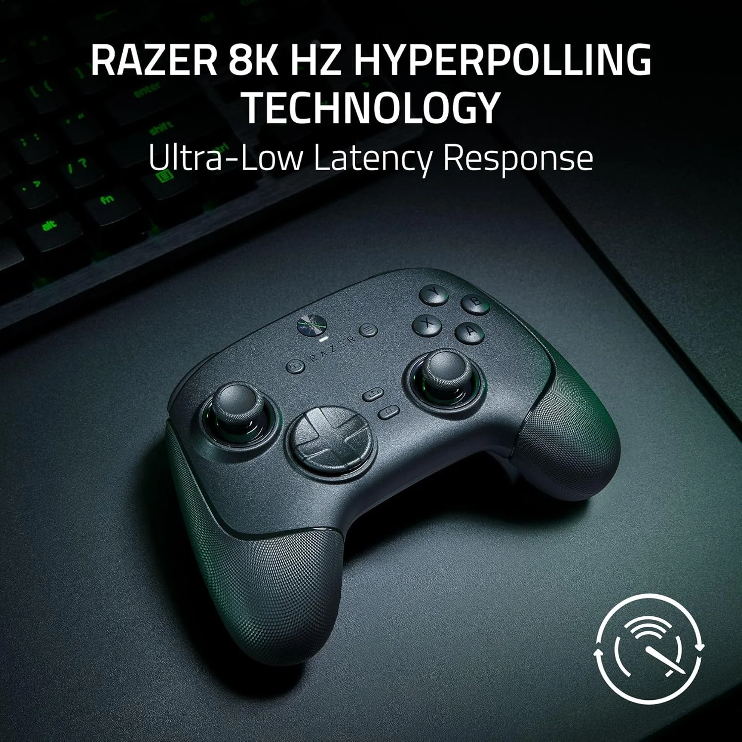 کنترلر گیمینگ بی سیم Razer Wolverine V3 Pro 8K PC برای ورزش های الکترونیکی، HyperPolling 8K هرتز، جوی استیک های TMR با کلاهک های قابل تعویض، 4 دکمه پشتی با کلیک ماوس و 2 بامپر چنگکی، Pro HyperTrigger - مشکی