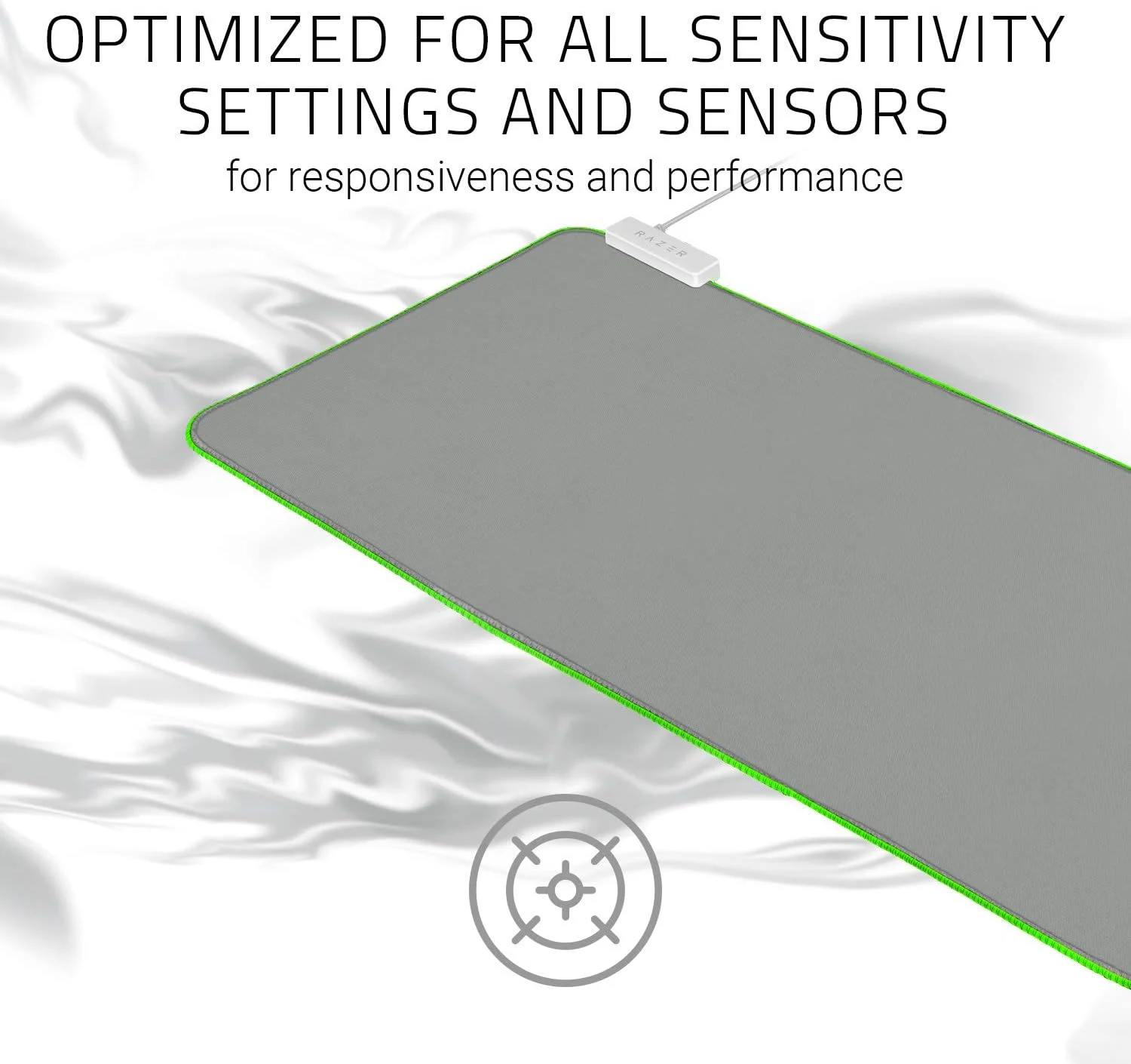 ماوس پد گیمینگ Razer Goliathus Extended Chroma - [سفید مرکوری]: نورپردازی Chroma RGB قابل تنظیم - جنس نرم و پارچه ای - کنترل و سرعت متعادل - پایه لاستیکی ضد لغزش