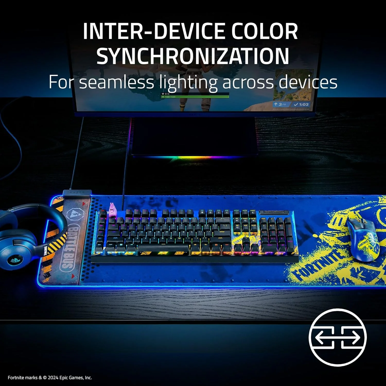 ماوس پد گیمینگ Razer Goliathus Extended Chroma: نورپردازی Chroma RGB قابل تنظیم - جنس نرم و پارچه ای - کنترل و سرعت متعادل - پایه لاستیکی ضد لغزش - نسخه Fortnite ماوس پد گیمینگ Razer Goliathus Extended Chroma: نورپردازی Chroma RGB قابل تنظیم - جنس نرم و پارچه ای - کنترل و سرعت متعادل - پایه لاستیکی ضد لغزش - نسخه Fortnite