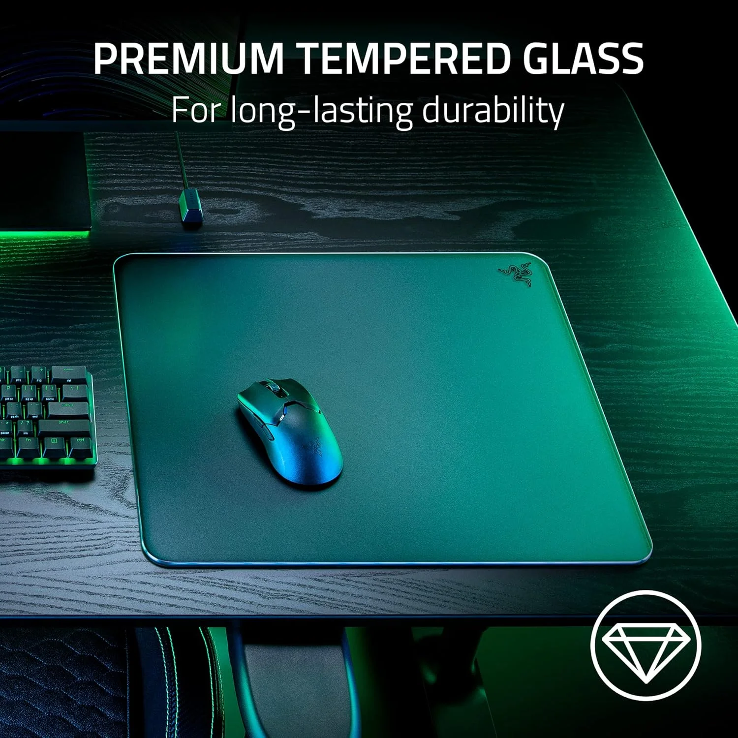 پد ماوس گیمینگ شیشه ای حرارت دیده Razer Atlas: سطح فوق العاده صاف با حکاکی ریز - مقاوم در برابر کثیفی و خراش - پایه ضد لغزش - حرکات ماوس بی صدا - مشکی پد ماوس گیمینگ شیشه ای حرارت دیده Razer Atlas: سطح فوق العاده صاف با حکاکی ریز - مقاوم در برابر کثیفی و خراش - پایه ضد لغزش - حرکات ماوس بی صدا - مشکی