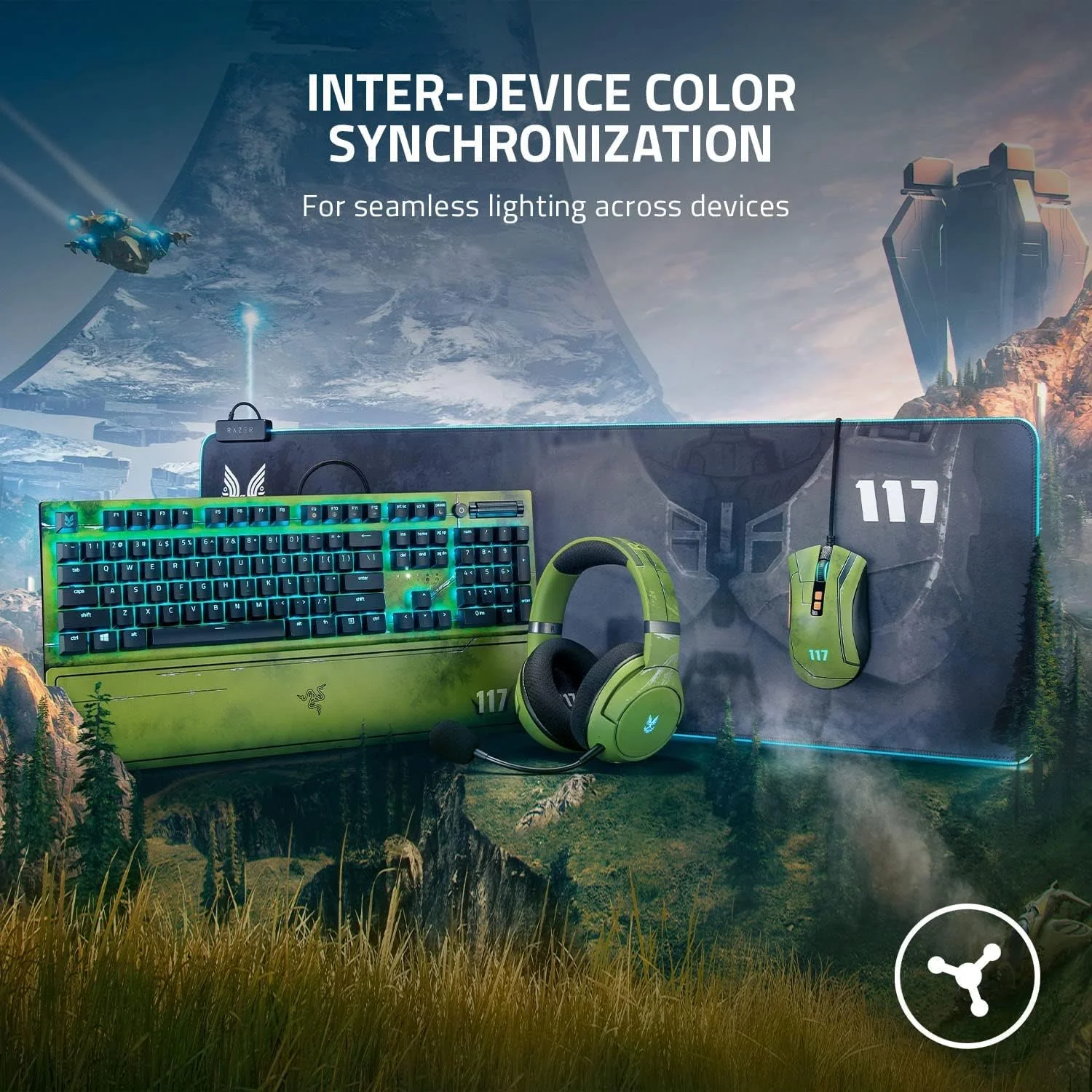 ماوس پد گیمینگ Razer Goliathus Extended Chroma: نورپردازی RGB قابل تنظیم - جنس نرم و پارچه ای - کنترل و سرعت متعادل - پایه لاستیکی ضد لغزش - نسخه Halo Infinite ماوس پد گیمینگ Razer Goliathus Extended Chroma: نورپردازی RGB قابل تنظیم - جنس نرم و پارچه ای - کنترل و سرعت متعادل - پایه لاستیکی ضد لغزش - نسخه Halo Infinite