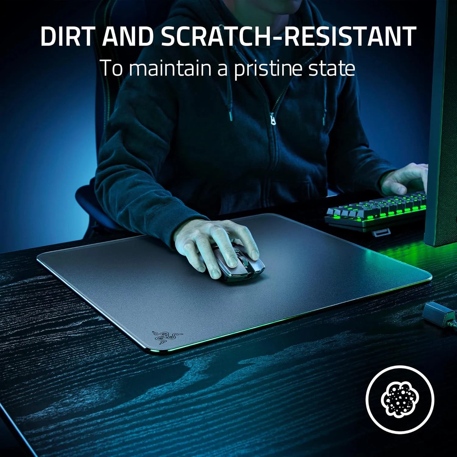 پد ماوس گیمینگ شیشه ای حرارت دیده Razer Atlas: سطح فوق العاده صاف با حکاکی ریز - مقاوم در برابر کثیفی و خراش - پایه ضد لغزش - حرکات ماوس بی صدا - مشکی پد ماوس گیمینگ شیشه ای حرارت دیده Razer Atlas: سطح فوق العاده صاف با حکاکی ریز - مقاوم در برابر کثیفی و خراش - پایه ضد لغزش - حرکات ماوس بی صدا - مشکی