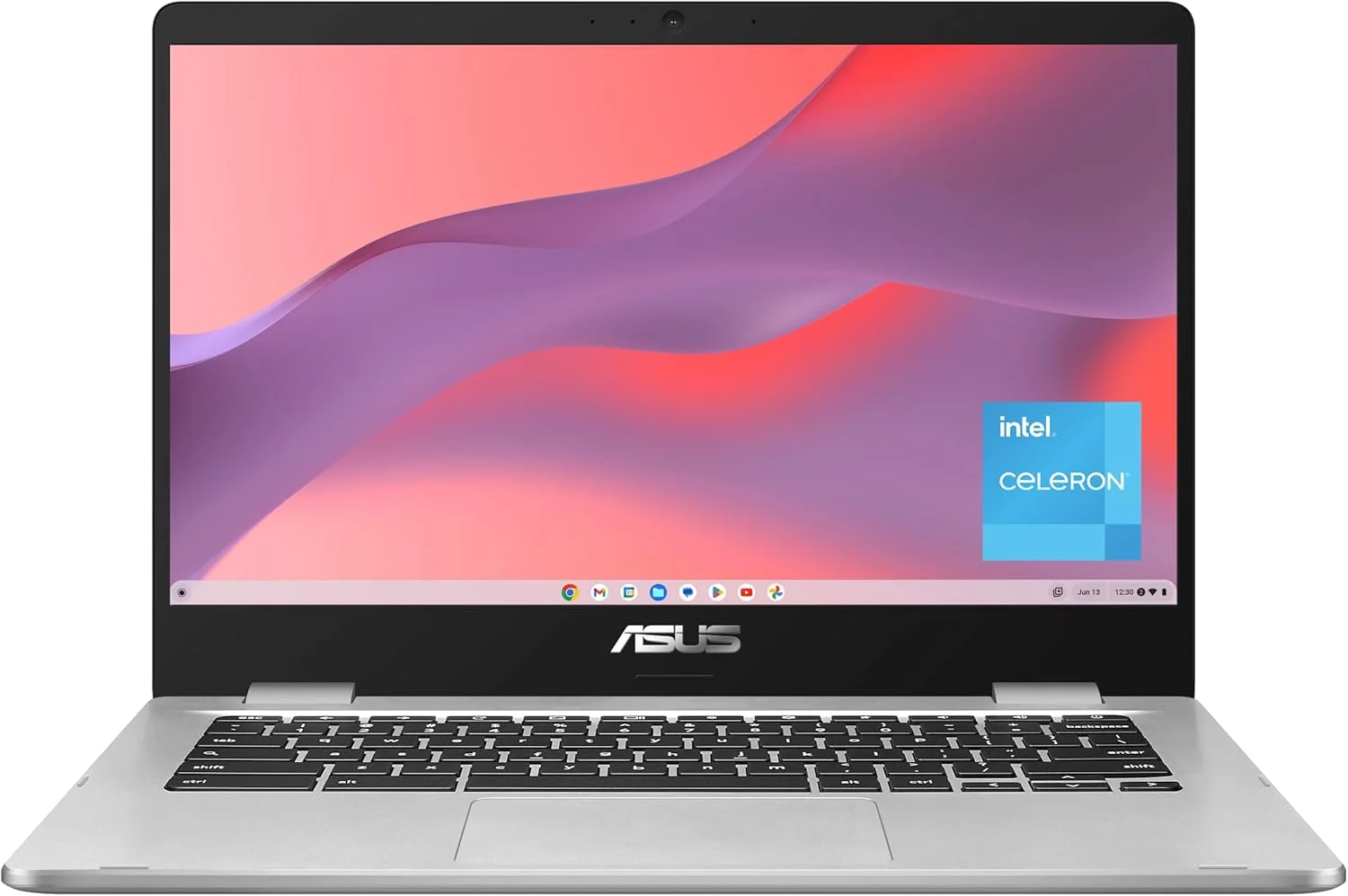 کروم بوک ASUS C424MA-AS48F، صفحه نمایش 14.0 اینچی 180 درجه FHD NanoEdge، پردازنده دو هسته ای Intel Celeron، رم 4 گیگابایتی LPDDR4، حافظه 128 گیگابایتی، رنگ نقره ای، C424MA-AS48F