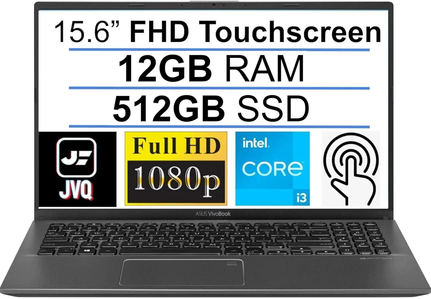 لپ تاپ لمسی جدید ASUS VivoBook 15.6" FHD، پردازنده نسل دهم Intel Quad-Core i5-1035G1 تا 3.6 گیگاهرتز، 12 گیگابایت رم DDR4، 512 گیگابایت SSD، حسگر اثر انگشت، WiFi، HDMI، ویندوز 10 S + موس پد AllyFlex