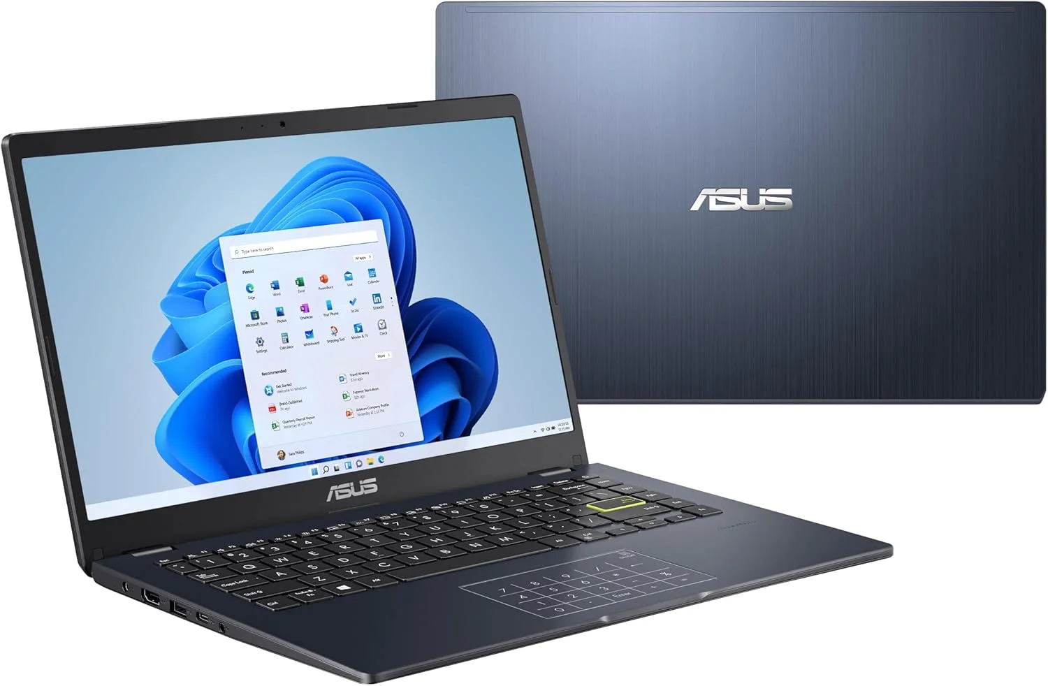 لپ تاپ فوق العاده باریک ASUS Vivobook Go 14 L410، صفحه نمایش 14 اینچی FHD، پردازنده Intel Celeron N4020، رم 4 گیگابایتی، حافظه eMMC 64 گیگابایتی، نامبرپد، ویندوز 11 هوم در حالت S، 1 سال Microsoft 365، مشکی ستاره ای، L410MA-AH02