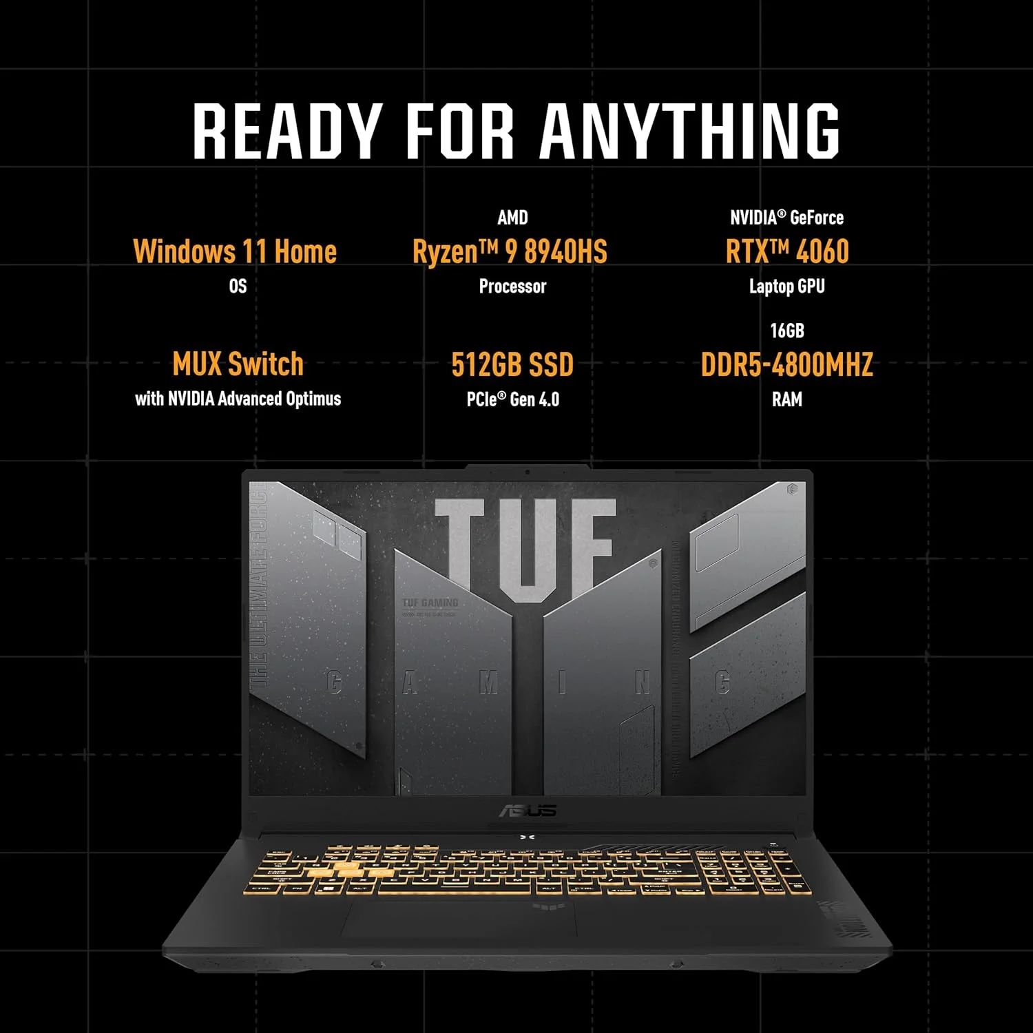 ایسوس TUF A15 FA507UV-916512G، رایزن 9-8945H، رم 16 گیگابایت، SSD 512 گیگابایت، نمایشگر 15.6 اینچی FHD، کارت گرافیک 8 گیگابایتی RTX 4060، ویندوز 11، انگلیسی/عربی، خاکستری مکانیکی ایسوس TUF A15 FA507UV-916512G، رایزن 9-8945H، رم 16 گیگابایت، SSD 512 گیگابایت، نمایشگر 15.6 اینچی FHD، کارت گرافیک 8 گیگابایتی RTX 4060، ویندوز 11، انگلیسی/عربی، خاکستری مکانیکی