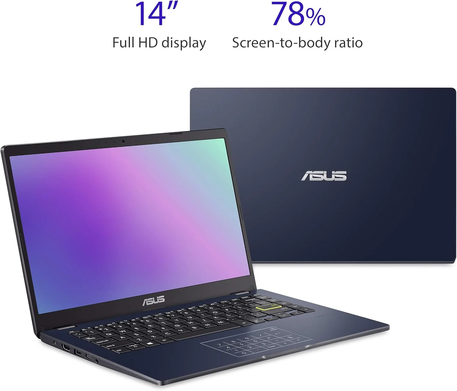 لپ تاپ فوق العاده باریک ASUS Vivobook Go 14 L410، صفحه نمایش 14 اینچی FHD، پردازنده Intel Celeron N4020، رم 4 گیگابایتی، حافظه eMMC 64 گیگابایتی، نامبرپد، ویندوز 11 هوم در حالت S، 1 سال Microsoft 365، مشکی ستاره ای، L410MA-AH02 لپ تاپ فوق العاده باریک ASUS Vivobook Go 14 L410، صفحه نمایش 14 اینچی FHD، پردازنده Intel Celeron N4020، رم 4 گیگابایتی، حافظه eMMC 64 گیگابایتی، نامبرپد، ویندوز 11 هوم در حالت S، 1 سال Microsoft 365، مشکی ستاره ای، L410MA-AH02