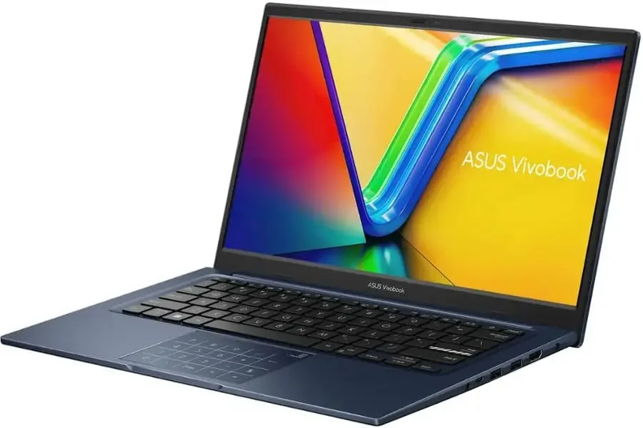 لپ تاپ ASUS Vivobook 14، صفحه نمایش 14 اینچی FHD (1920x1080) LED، پردازنده Intel i5-1334U، 10 هسته ای، 12 گیگابایت رم DDR4، 256 گیگابایت SSD PCIe، HDMI، آبی آرام، ویندوز 11 هوم، پد ماوس TWE لپ تاپ ASUS Vivobook 14، صفحه نمایش 14 اینچی FHD (1920x1080) LED، پردازنده Intel i5-1334U، 10 هسته ای، 12 گیگابایت رم DDR4، 256 گیگابایت SSD PCIe، HDMI، آبی آرام، ویندوز 11 هوم، پد ماوس TWE