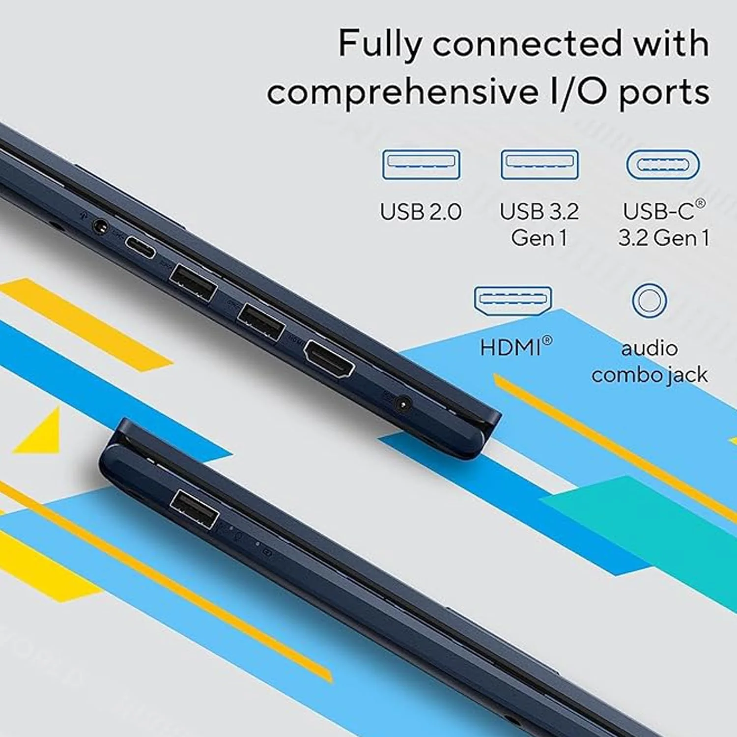لپ تاپ ASUS Vivobook، صفحه نمایش 14 اینچی FHD، پردازنده i3-1215U، رم 24 گیگابایتی، SSD 1 ترابایتی، Wi-Fi 6، HDMI، وب کم، تاچ پد، ویندوز 11 هوم، آبی