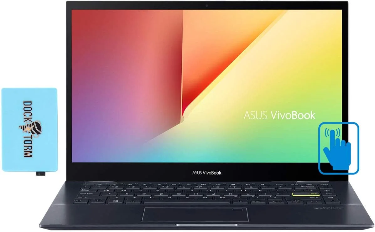 لپ تاپ گیمینگ و سرگرمی 2 در 1 ایسوس VivoBook Flip 14 (AMD Ryzen 7 4700U هشت هسته ای، 8 گیگابایت رم، 2 ترابایت PCIe SSD، گرافیک AMD Radeon، صفحه نمایش لمسی 14.0 اینچی Full HD (1920x1080)، قلم فعال، ویندوز 10 پرو) به همراه هاب