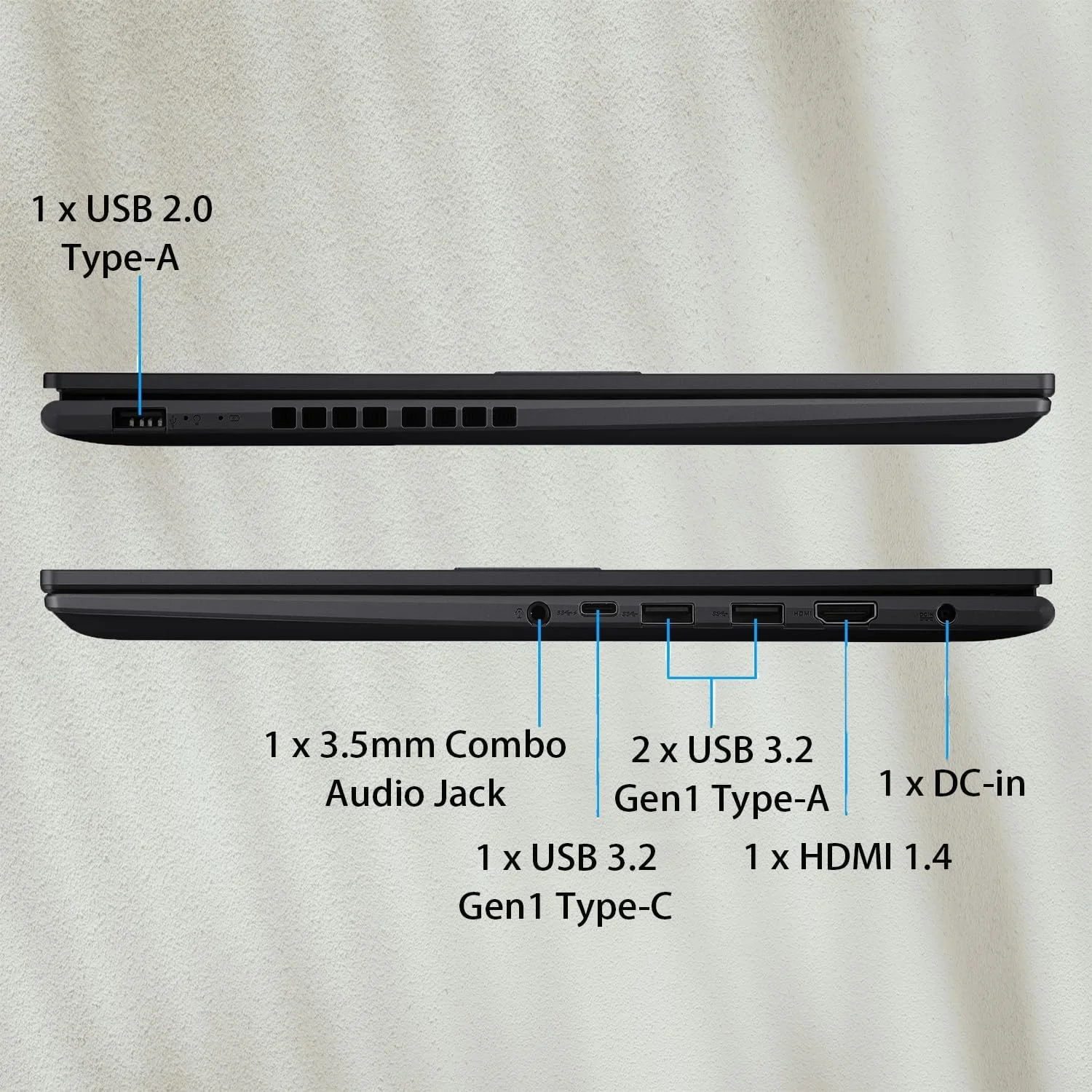 لپ تاپ ASUS Vivobook، صفحه نمایش 16 اینچی FHD+ (1920 x 1200)، پردازنده Intel Core i7-1255U، رم 16 گیگابایتی، SSD 1 ترابایتی، وب کم، HDMI، Wi-Fi، ویندوز 11 هوم، مشکی لپ تاپ ASUS Vivobook، صفحه نمایش 16 اینچی FHD+ (1920 x 1200)، پردازنده Intel Core i7-1255U، رم 16 گیگابایتی، SSD 1 ترابایتی، وب کم، HDMI، Wi-Fi، ویندوز 11 هوم، مشکی