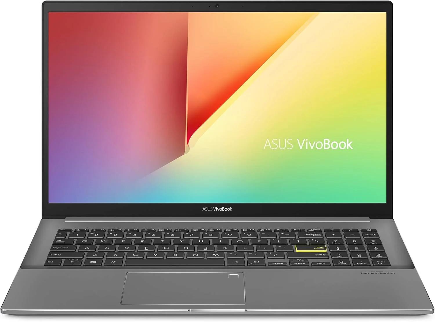 لپ تاپ ایسوس ویووبوک S15 S533 باریک و سبک، صفحه نمایش 15.6 اینچی FHD، پردازنده Intel Core i5-1135G7، رم 8 گیگابایتی DDR4، حافظه SSD 512 گیگابایتی PCIe، Wi-Fi 6، ویندوز 11 هوم، حذف نویز هوش مصنوعی، مشکی ایندی، S533EA-DH51