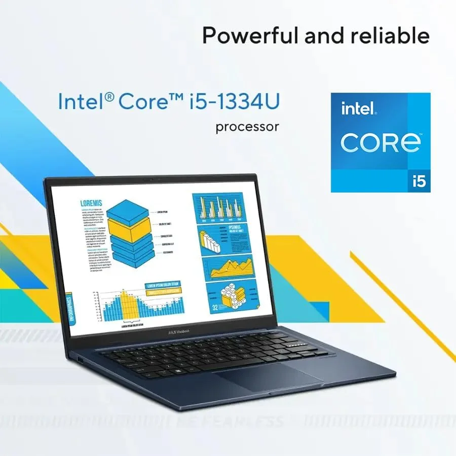 لپ تاپ باریک 14 اینچی ASUS Vivobook 14 (2025)، FHD، پردازنده Intel Core i5-1334U نسل 13، گرافیک UHD، دوربین حریم خصوصی، بلوتوث 5.1، ویندوز 11 H، آبی آرام، با HDMI (16 گیگابایت رم | 2 ترابایت SSD)