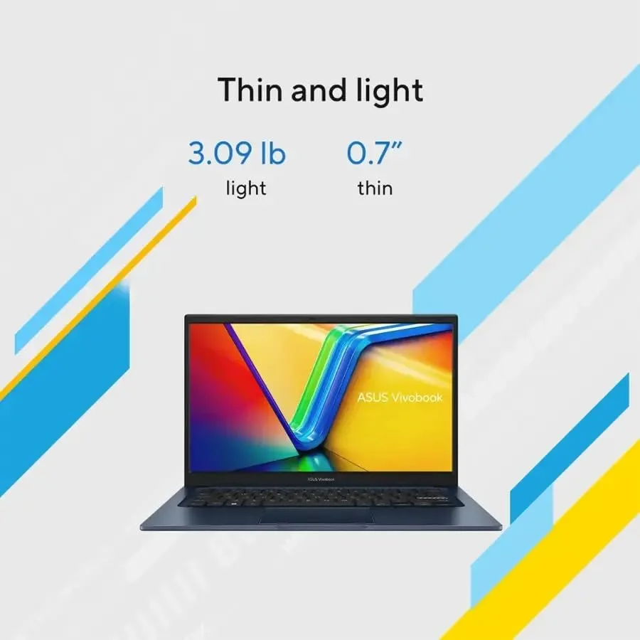 لپ تاپ باریک 14 اینچی ASUS Vivobook 14 (2025)، FHD، پردازنده Intel Core i5-1334U نسل 13، گرافیک UHD، دوربین حریم خصوصی، بلوتوث 5.1، ویندوز 11 H، آبی آرام، با HDMI (16 گیگابایت رم | 2 ترابایت SSD)
