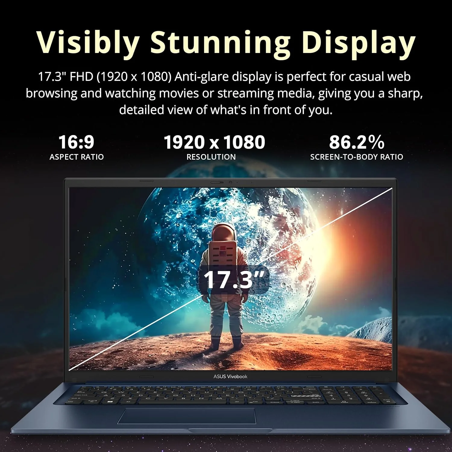لپ تاپ 17.3 اینچی FHD ایسوس Vivobook، پردازنده Intel i3-1215U، رم 40 گیگابایتی، حافظه 1.16 ترابایتی (1 ترابایت SSD + 160 گیگابایت داک استیشن)، گرافیک Intel UHD، صفحه کلید عددی، دوربین 720p HD، Wi-Fi 6E، ویندوز 11 پرو، آبی آرام لپ تاپ 17.3 اینچی FHD ایسوس Vivobook، پردازنده Intel i3-1215U، رم 40 گیگابایتی، حافظه 1.16 ترابایتی (1 ترابایت SSD + 160 گیگابایت داک استیشن)، گرافیک Intel UHD، صفحه کلید عددی، دوربین 720p HD، Wi-Fi 6E، ویندوز 11 پرو، آبی آرام