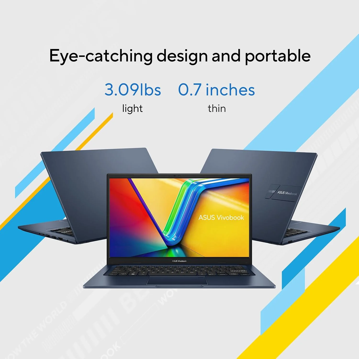 لپ تاپ ASUS Vivobook 14 مدل 2023، صفحه نمایش 14 اینچی FHD (1920 x 1080)، پردازنده Intel Core i5-1235U، گرافیک Intel Iris Xᵉ، رم 8 گیگابایتی، SSD 256 گیگابایتی، ویندوز 11 هوم، آبی آرام، F1404ZA-AS51