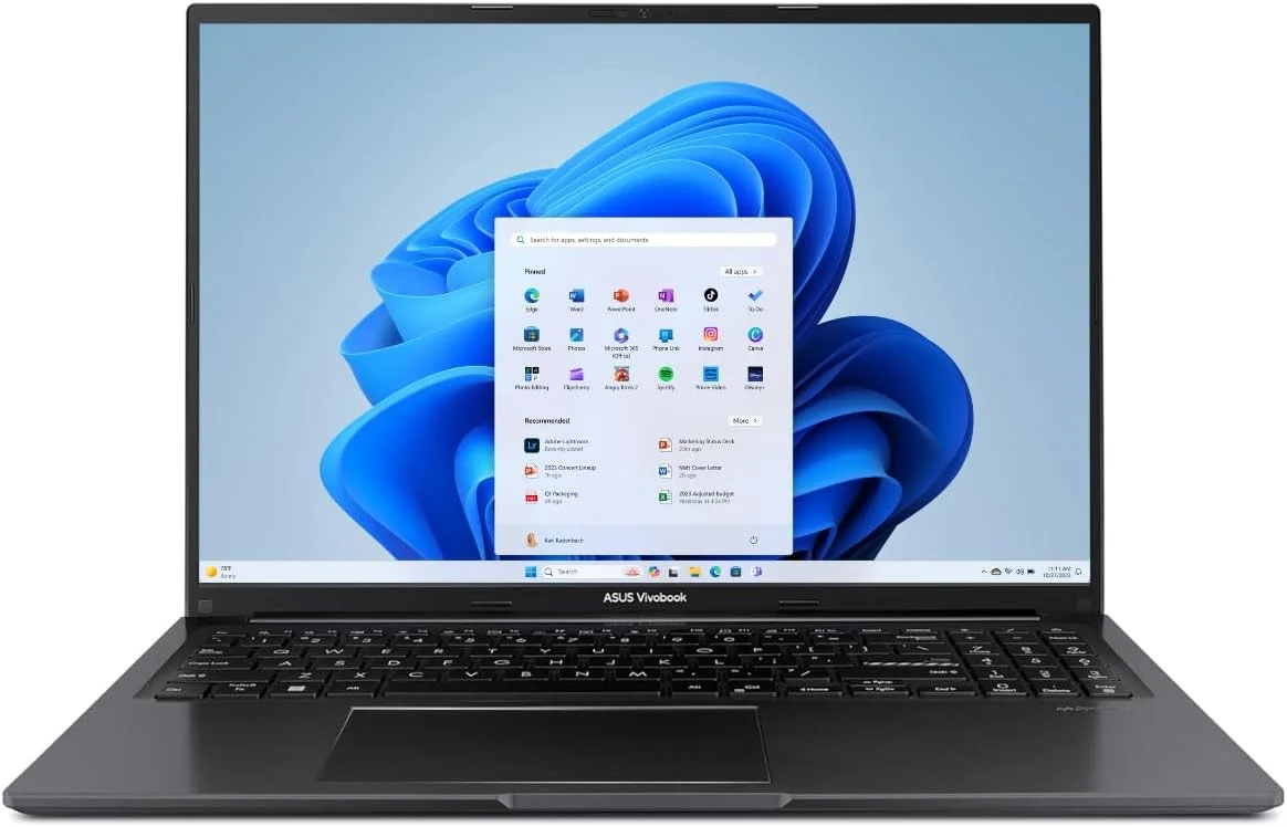 لپ تاپ ASUS Vivobook 16، صفحه نمایش 16 اینچی WUXGA (1920 x 1200) 16:10، پردازنده Intel Core i7-13700H، گرافیک Intel Iris Xᵉ، رم 8 گیگابایتی، SSD 1 ترابایتی، ویندوز 11 هوم، مشکی Indie، F1605VA-DS74