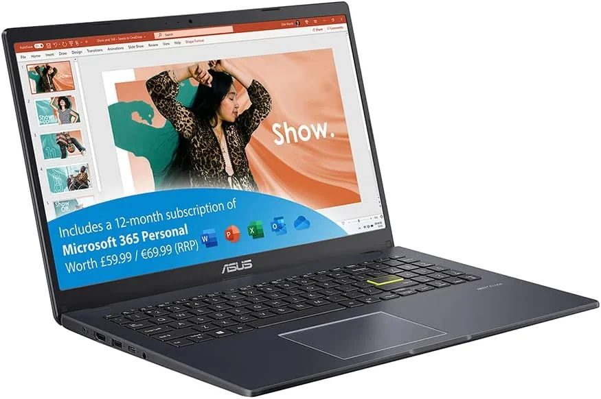 لپ تاپ 15.6 اینچی ایسوس VivoBook E510MA به همراه Microsoft Office 365 (پردازنده Intel Celeron، رم 4 گیگابایتی، حافظه eMMC 64 گیگابایتی، ویندوز 11 S به همراه Microsoft Office 365)