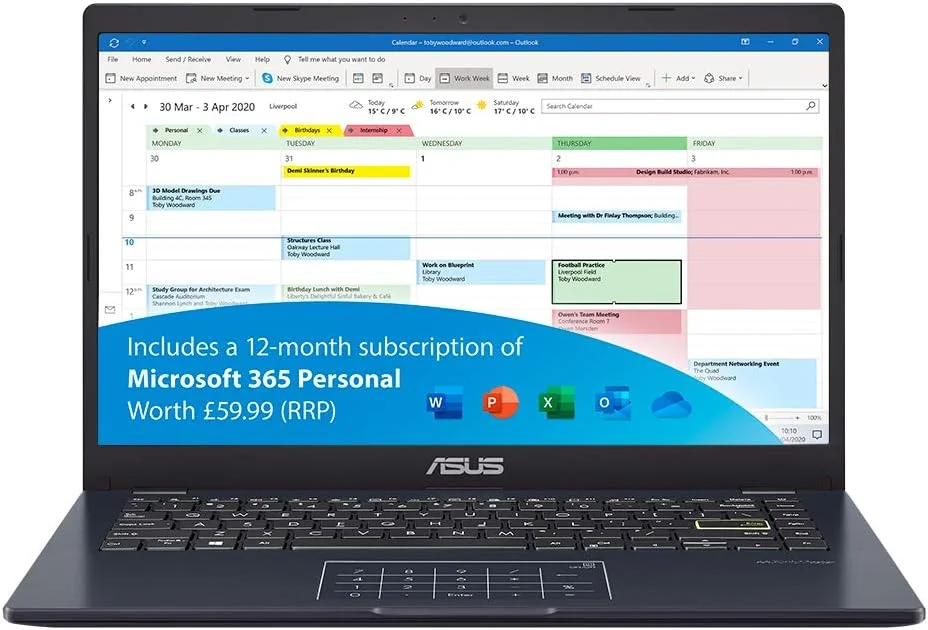 لپ تاپ 14 اینچی فول اچ دی ASUS Vivobook L410MA (پردازنده Intel Pentium N5030، رم 4 گیگابایت، حافظه eMMC 64 گیگابایت، ویندوز 10) شامل اشتراک 1 ساله Microsoft Office 365