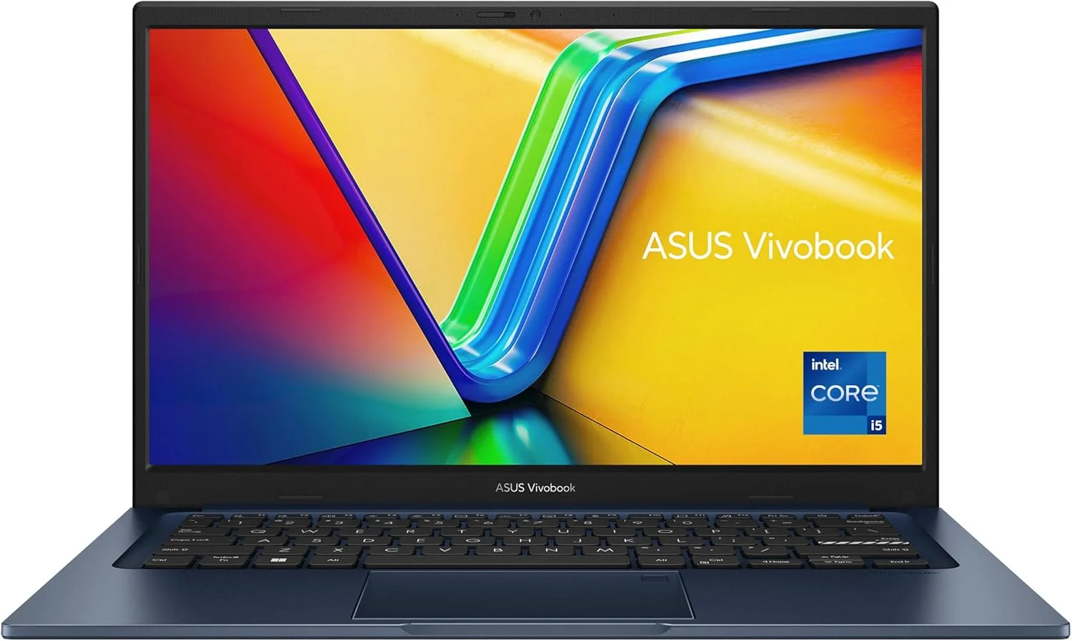 لپ تاپ باریک ASUS Vivobook X1404ZA-NK271W (آبی آرام)، پردازنده i5-1235U، رم 8 گیگابایت، حافظه 512 گیگابایت PCIE G4 SSD، ویندوز 11 هوم، صفحه نمایش 14 اینچی، وب کم HD، حسگر اثر انگشت، کیبورد با نور پس زمینه عربی