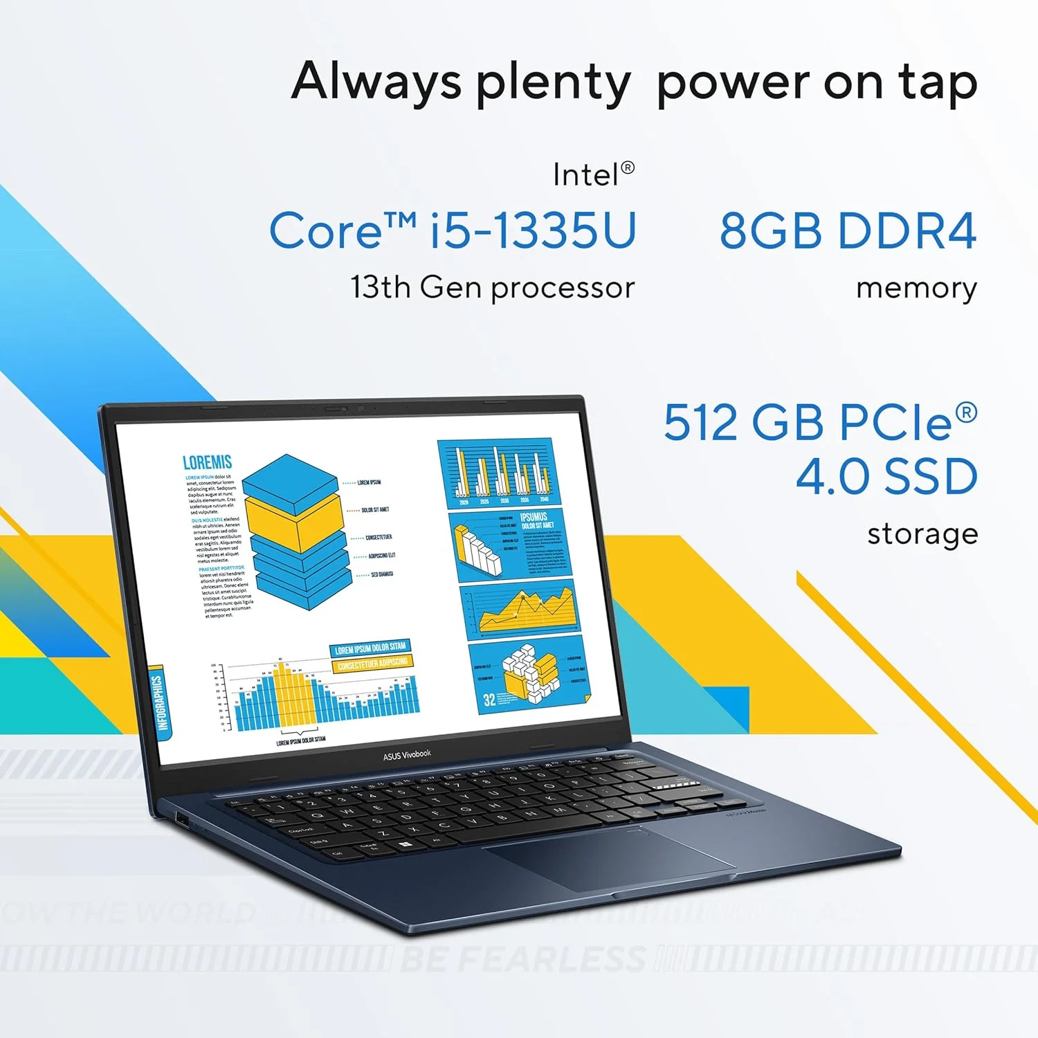 لپ تاپ باریک ASUS Vivobook 14 X1404VA-NK114W (آبی آرام)، پردازنده i5-1355U، رم 8 گیگابایت، حافظه SSD 512 گیگابایت PCIE G3، گرافیک Intel UMA، ویندوز 11 هوم، صفحه نمایش 14 اینچی، وب کم HD، حسگر اثر انگشت، کیبورد با نور پس زمینه انگلیسی-عربی لپ تاپ باریک ASUS Vivobook 14 X1404VA-NK114W (آبی آرام)، پردازنده i5-1355U، رم 8 گیگابایت، حافظه SSD 512 گیگابایت PCIE G3، گرافیک Intel UMA، ویندوز 11 هوم، صفحه نمایش 14 اینچی، وب کم HD، حسگر اثر انگشت، کیبورد با نور پس زمینه انگلیسی-عربی