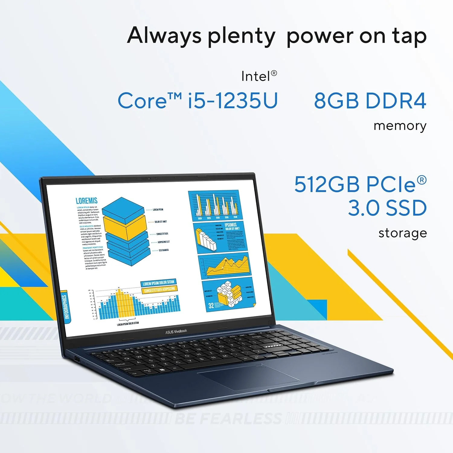 لپ تاپ باریک ASUS Vivobook 15 X1504ZA-NJ005W، نسل دوازدهم Intel i5، رم DDR4 8GB، حافظه SSD 512GB، ویندوز 11 هوم، صفحه نمایش 15.6 اینچی FHD، وب کم، کیبورد با نور پس زمینه انگلیسی-عربی، (نقره ای خنک)