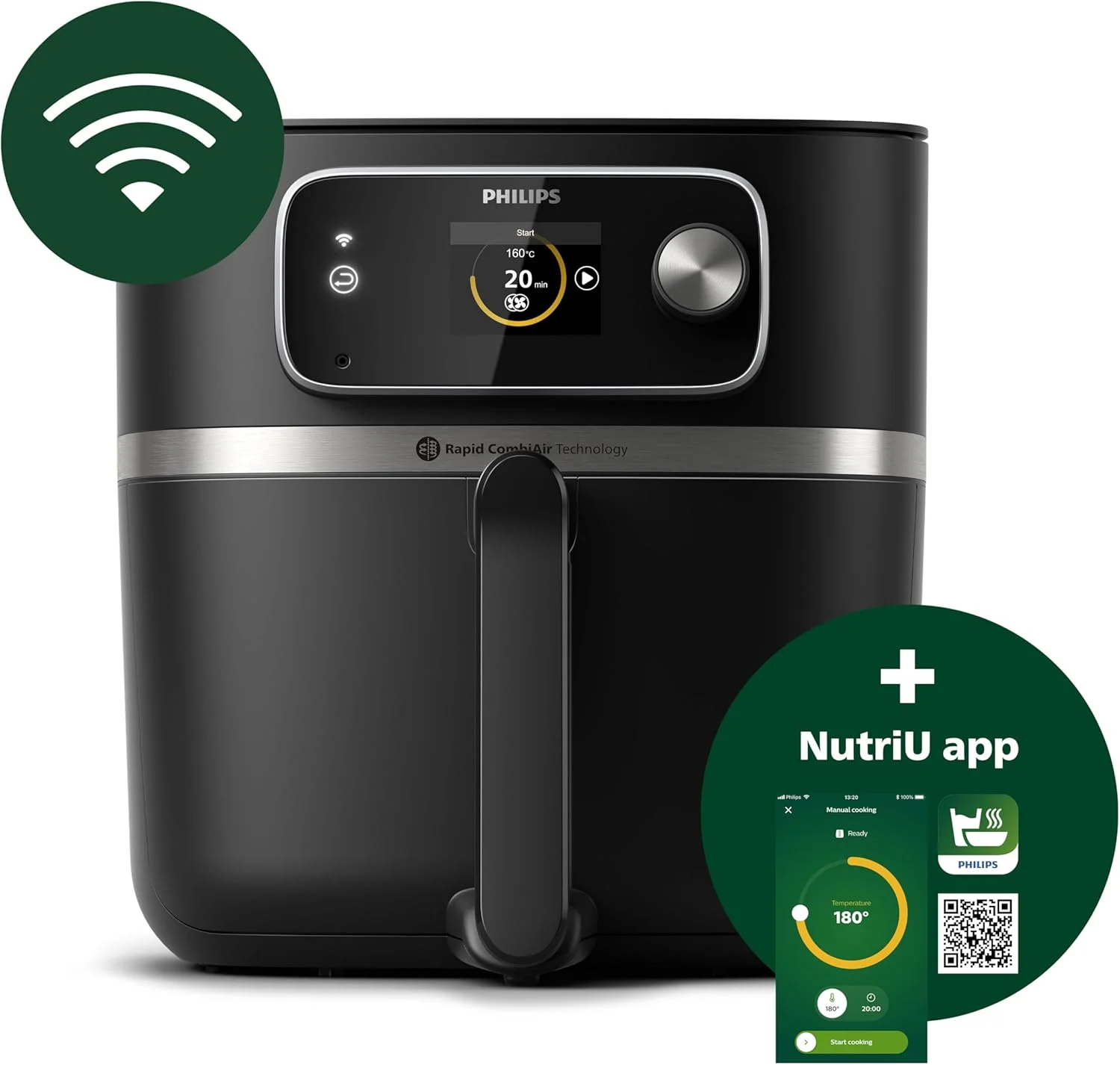 سرخ کن بدون روغن فیلیپس سری 7000 مدل Combi XXL Connected با برنامه Home ID - ظرفیت 8.3 لیتر، 2 کیلوگرم، 2200 وات، Rapid CombiAir، برنامه های پخت خودکار، دماسنج غذا - HD9880/90 سرخ کن بدون روغن فیلیپس سری 7000 مدل Combi XXL Connected با برنامه Home ID - ظرفیت 8.3 لیتر، 2 کیلوگرم، 2200 وات، Rapid CombiAir، برنامه های پخت خودکار، دماسنج غذا - HD9880/90