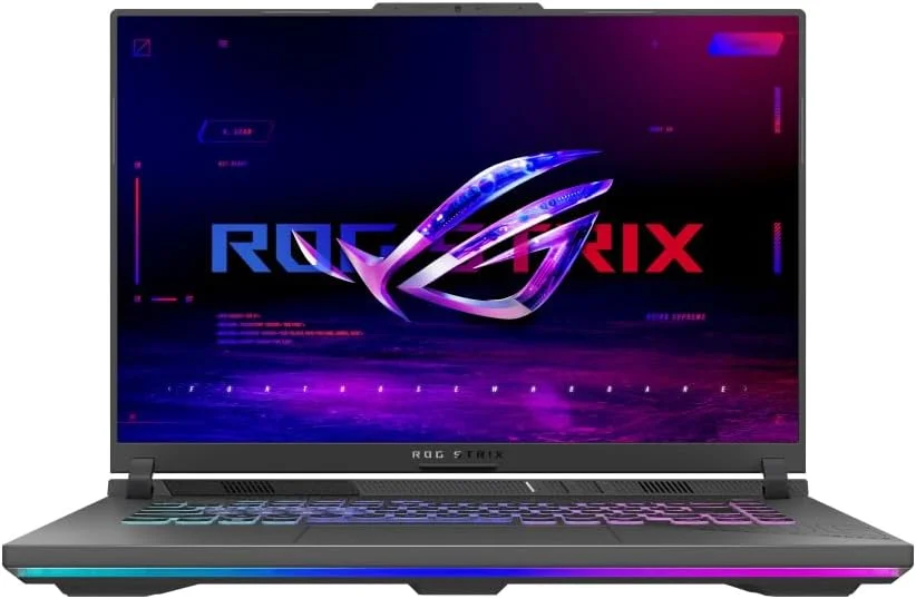 لپ تاپ گیمینگ ایسوس ROG Strix G16 2025، صفحه نمایش 16 اینچی FHD+ 165 هرتز، پردازنده AMD Ryzen 9 9955HX، رم 16 گیگابایتی DDR5، حافظه SSD 1 ترابایتی، کارت گرافیک NVIDIA GeForce RTX 5060 8GB، کیبورد RGB، ویندوز 11، خاکستری تیره