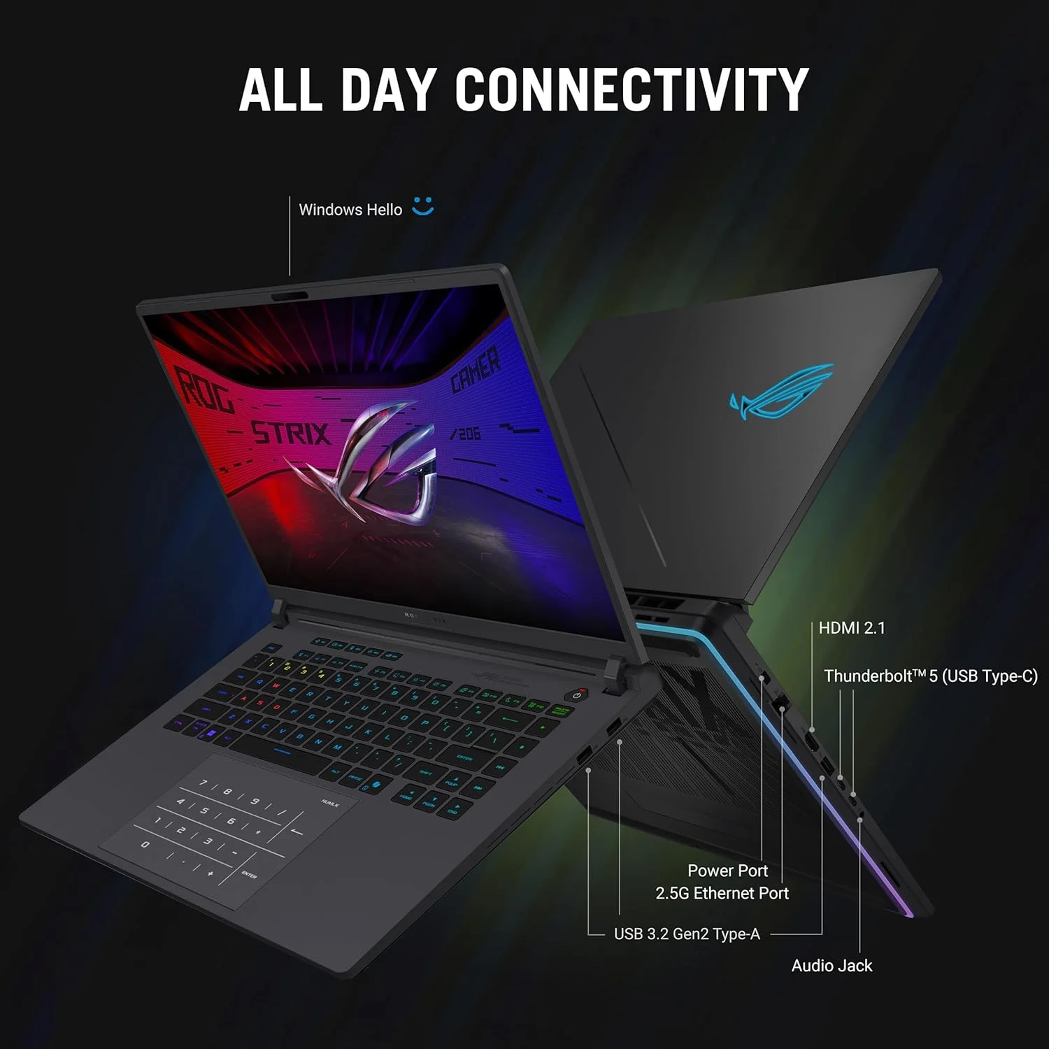 لپ تاپ گیمینگ ایسوس ROG Strix G16، نمایشگر 16 اینچی 240 هرتز/3 میلی ثانیه 2.5K IPS، اینتل Ultra 9 275HX، رم 32 گیگابایتی DDR5، اس اس دی 1 ترابایتی، NVIDIA GeForce RTX 5070 Ti با 12 گیگابایت DDR7، Wi-Fi 7، کیبورد انگلیسی آمریکایی، ویندوز 11 هوم لپ تاپ گیمینگ ایسوس ROG Strix G16، نمایشگر 16 اینچی 240 هرتز/3 میلی ثانیه 2.5K IPS، اینتل Ultra 9 275HX، رم 32 گیگابایتی DDR5، اس اس دی 1 ترابایتی، NVIDIA GeForce RTX 5070 Ti با 12 گیگابایت DDR7، Wi-Fi 7، کیبورد انگلیسی آمریکایی، ویندوز 11 هوم