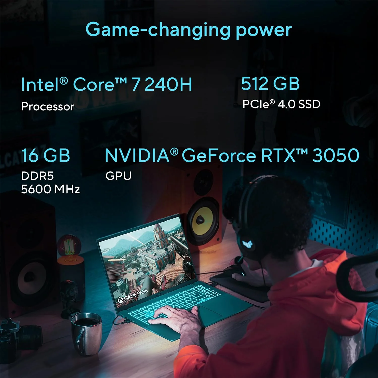 لپ تاپ گیمینگ ASUS V16، صفحه نمایش 16 اینچی WUXGA 144 هرتز، پردازنده Intel Core 7 240H، کارت گرافیک NVIDIA GeForce RTX 3050، حافظه 16 گیگابایتی، حافظه ذخیره سازی 512 گیگابایتی، ویندوز 11، مشکی مات، V3607VJ-DS76