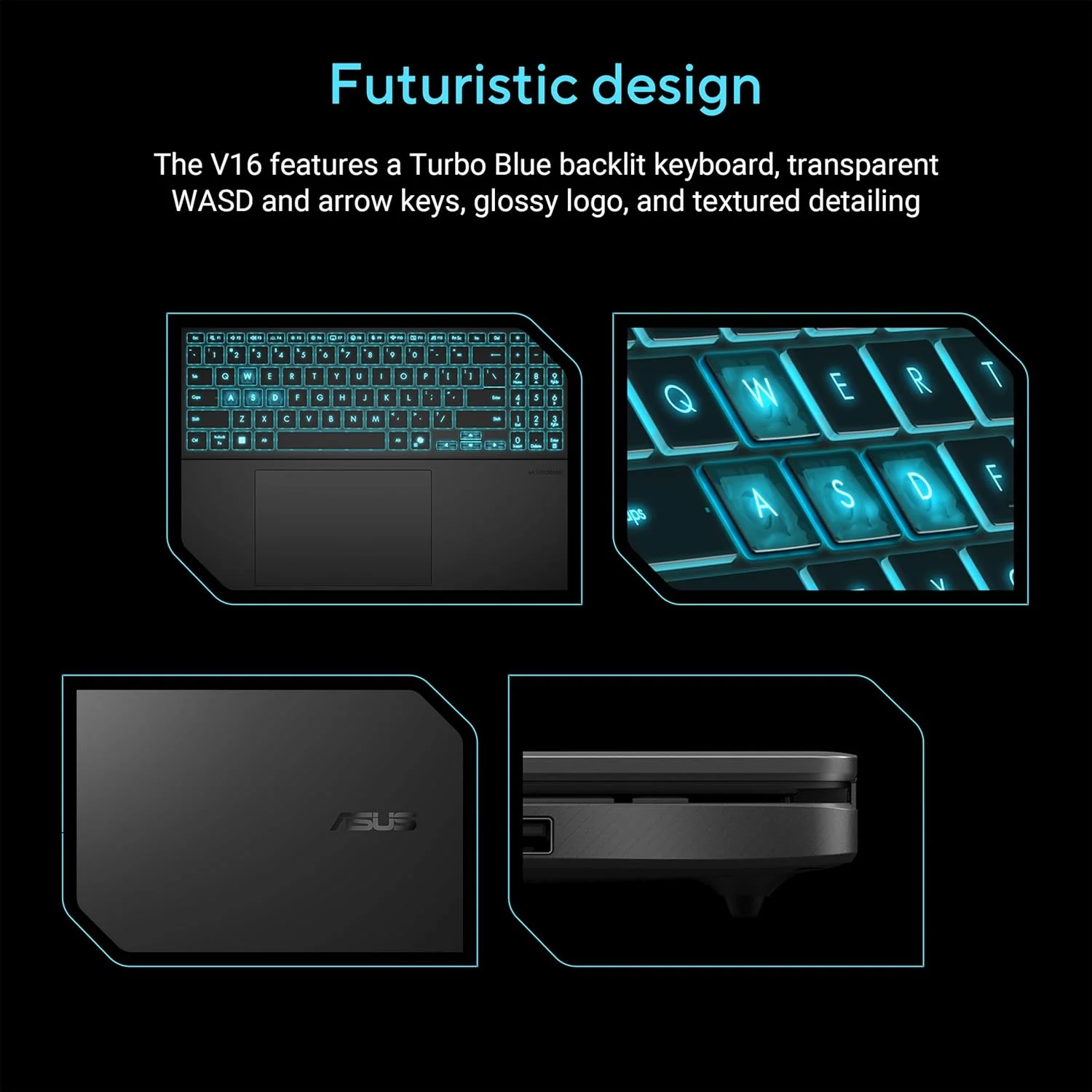 لپ تاپ گیمینگ ASUS V16، صفحه نمایش 16 اینچی WUXGA 144 هرتز، پردازنده Intel Core 7 240H، کارت گرافیک NVIDIA GeForce RTX 3050، حافظه 16 گیگابایتی، حافظه ذخیره سازی 512 گیگابایتی، ویندوز 11، مشکی مات، V3607VJ-DS76