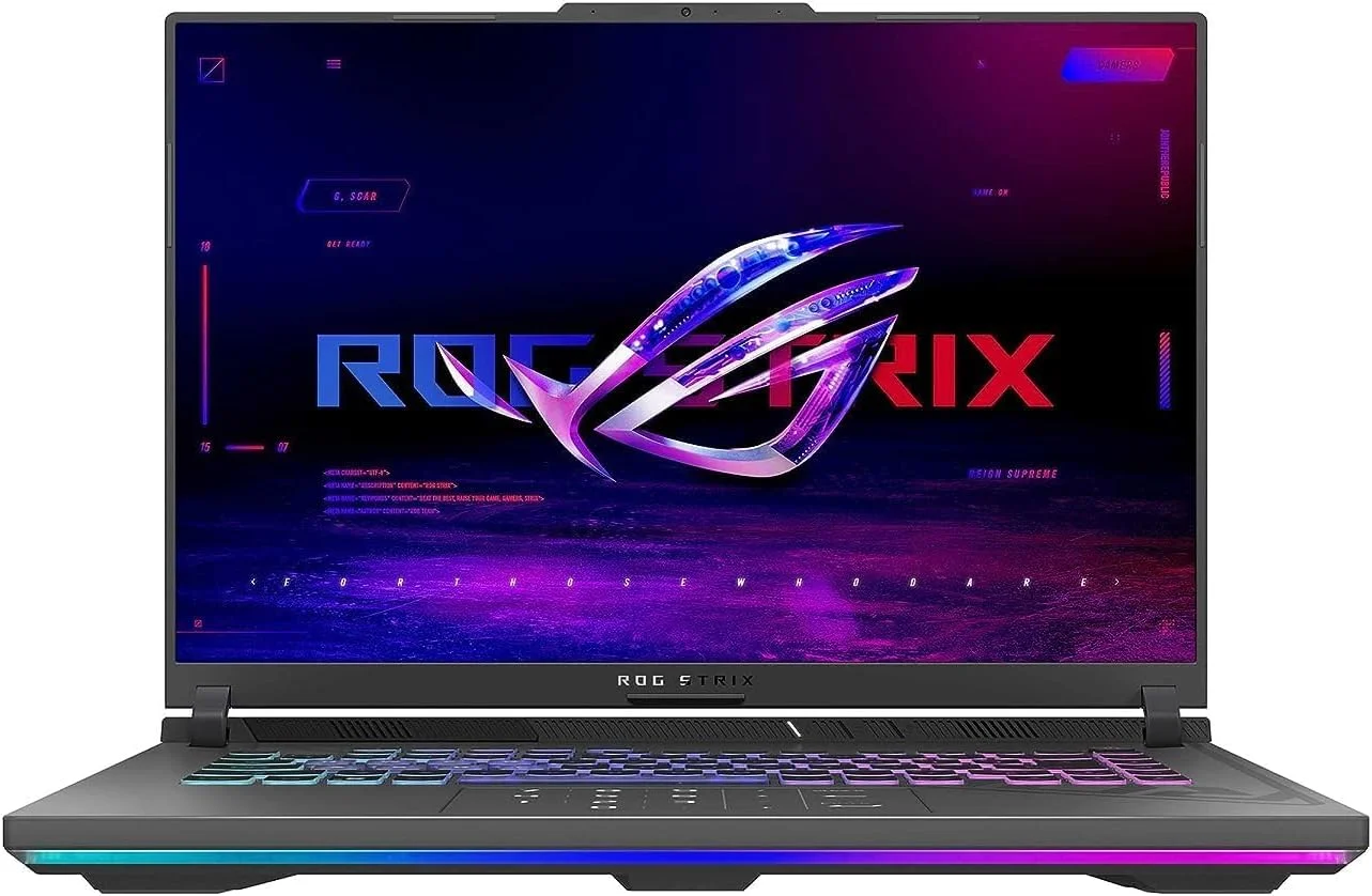 لپ تاپ گیمینگ ایسوس ROG Strix G16 G614JV-N4071W Eclipse Gray، پردازنده i7-13650HX، رم 16 گیگابایت، حافظه SSD 1 ترابایت PCIE 4.0، کارت گرافیک NV RTX4060 با 8 گیگابایت VRAM، ویندوز 11 هوم، صفحه نمایش 16 اینچی QHD (2560 x 1600) 240 هرتز، وب کم HD، کیبورد با نور پس زمینه RGB انگلیسی-عربی