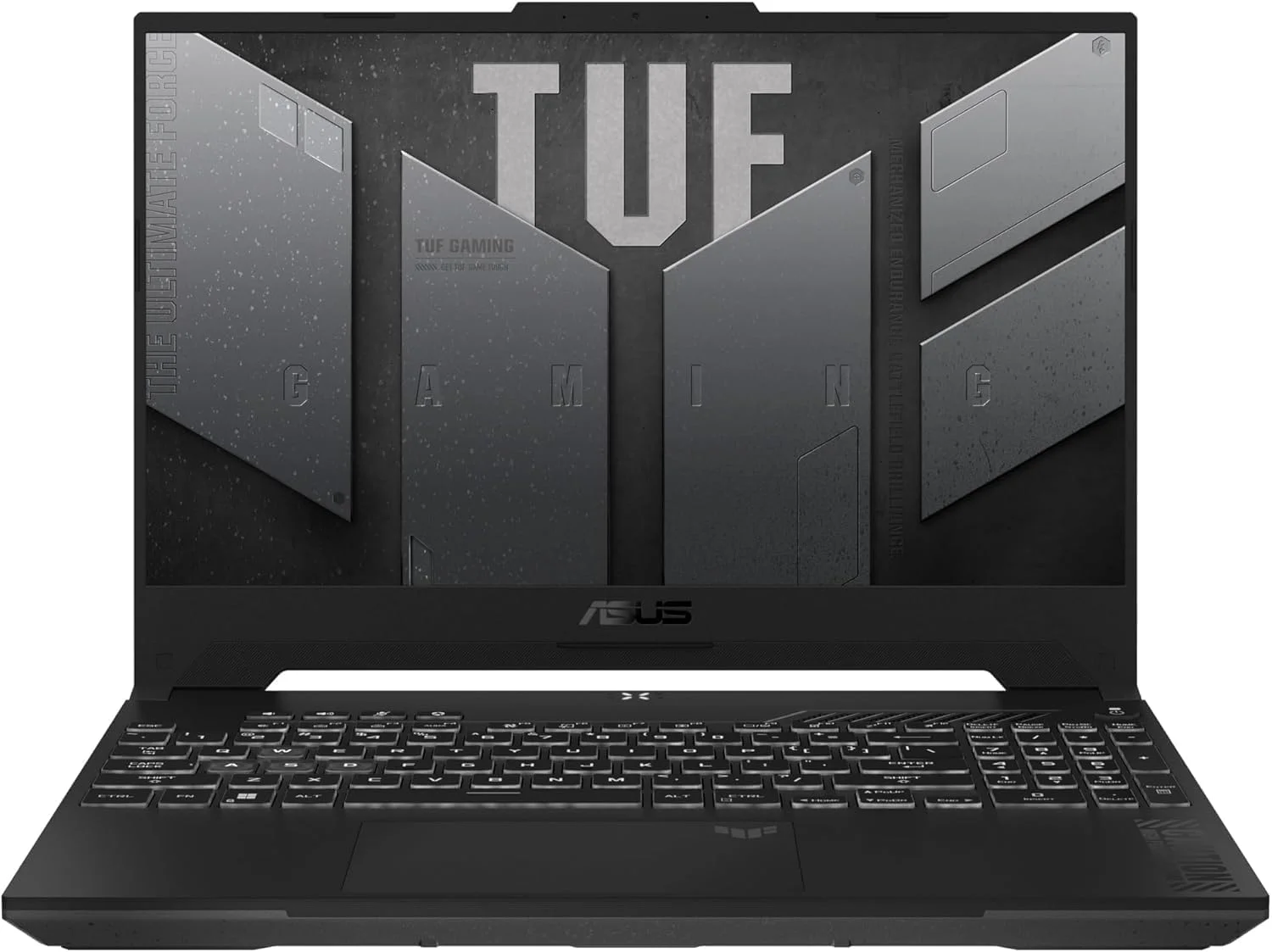 لپ تاپ گیمینگ ایسوس TUF Gaming A15 FA506NCR-HN007W، AMD Ryzen™ 7 7435HS، NVIDIA® GeForce RTX™ 3050، حافظه گرافیکی 4 گیگابایت، 8 گیگابایت، 512 گیگابایت، 15.6 اینچ، ویندوز هوم، کیبورد انگلیسی-عربی، مشکی گرافیت، دوشاخه برق 2 پین