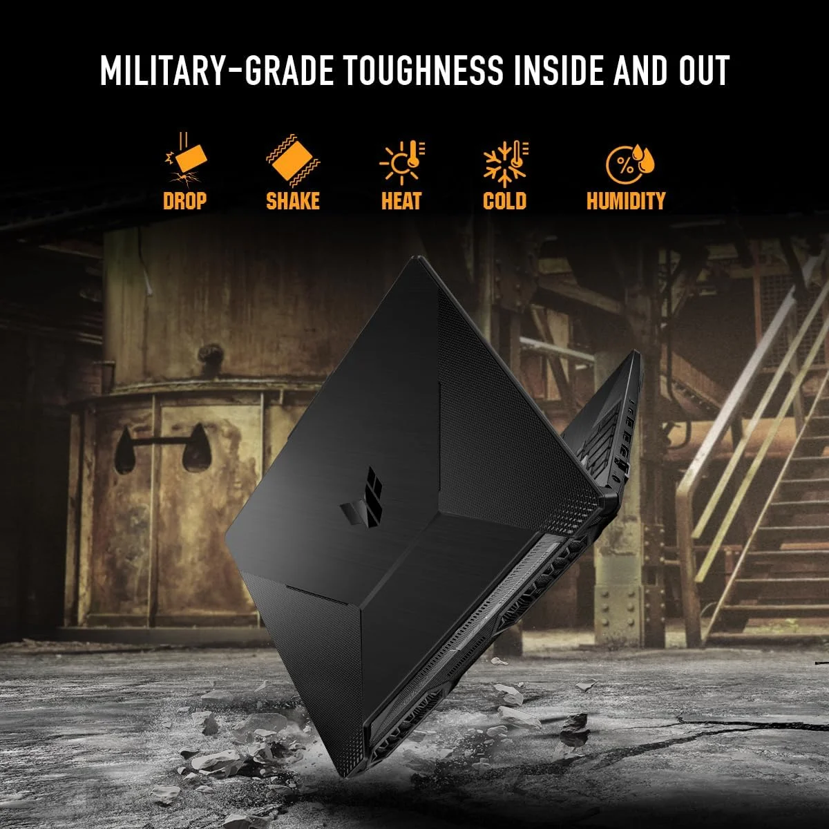 لپ تاپ گیمینگ ایسوس TUF Gaming A15 FA506NCR-HN007W، AMD Ryzen™ 7 7435HS، NVIDIA® GeForce RTX™ 3050، حافظه گرافیکی 4 گیگابایت، 8 گیگابایت، 512 گیگابایت، 15.6 اینچ، ویندوز هوم، کیبورد انگلیسی-عربی، مشکی گرافیت، دوشاخه برق 2 پین