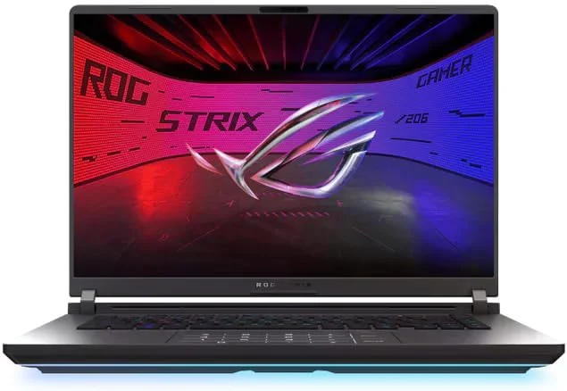 لپ تاپ گیمینگ 16 اینچی ایسوس ROG Strix، نمایشگر 16 اینچی FHD+ 165 هرتز، پردازنده Intel Core Ultra 7 255HX، کارت گرافیک NVIDIA GeForce RTX 5070 Ti 12GB GDDR7، رم 16 گیگابایتی DDR5، حافظه SSD NVMe 4.0 یک ترابایتی، Wi-Fi 7، کیبورد RGB، ویندوز 11، سبز ولت