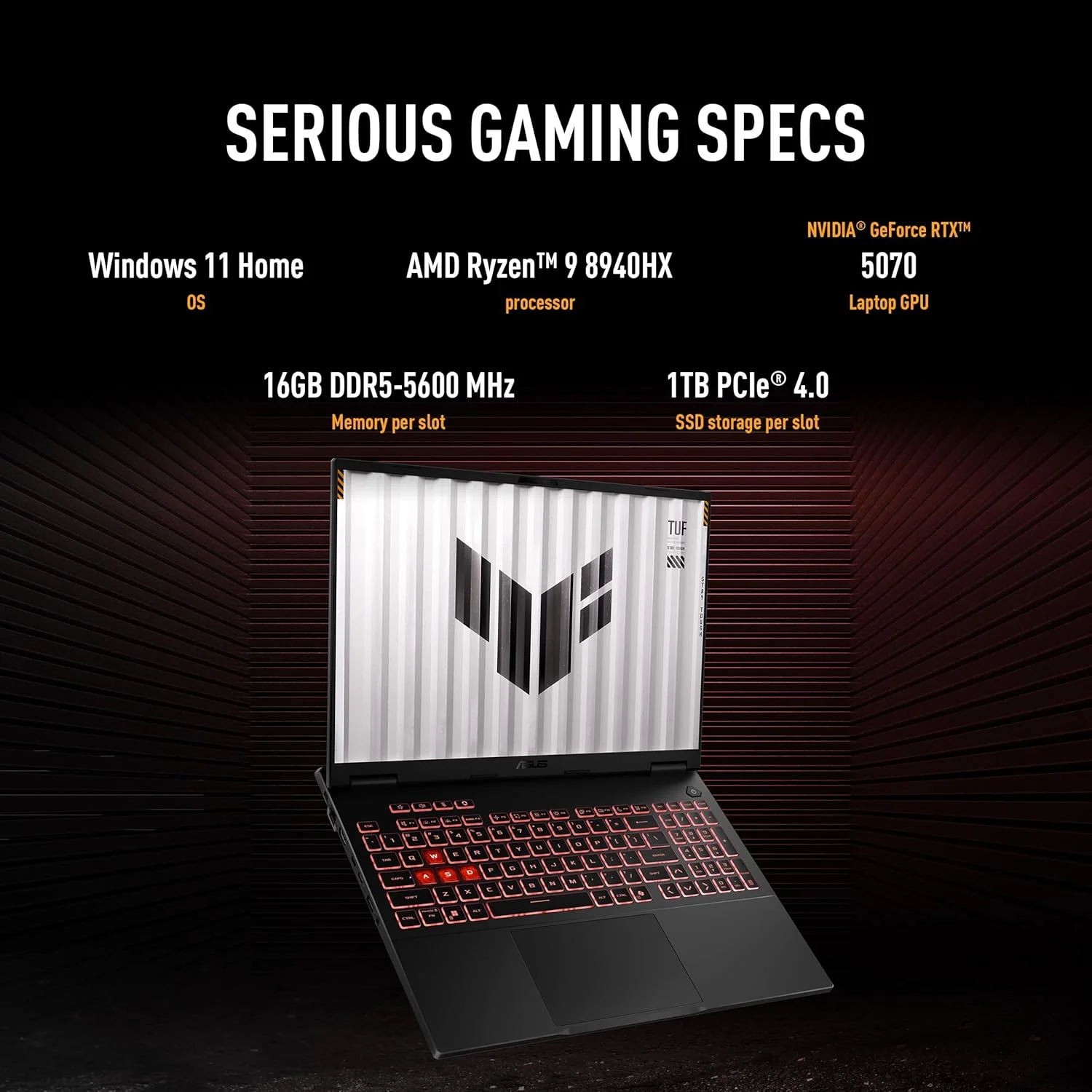 لپ تاپ گیمینگ ایسوس TUF Gaming A16 | NVIDIA RTX 5070 8GB | AMD Ryzen 9 8940HX | 16 گیگابایت رم | 1 ترابایت SSD | صفحه نمایش 16 اینچی 165 هرتز 2.5K (2560 x 1600, WQXGA) | ویندوز 11 هوم [FA608PP-G1S161W]