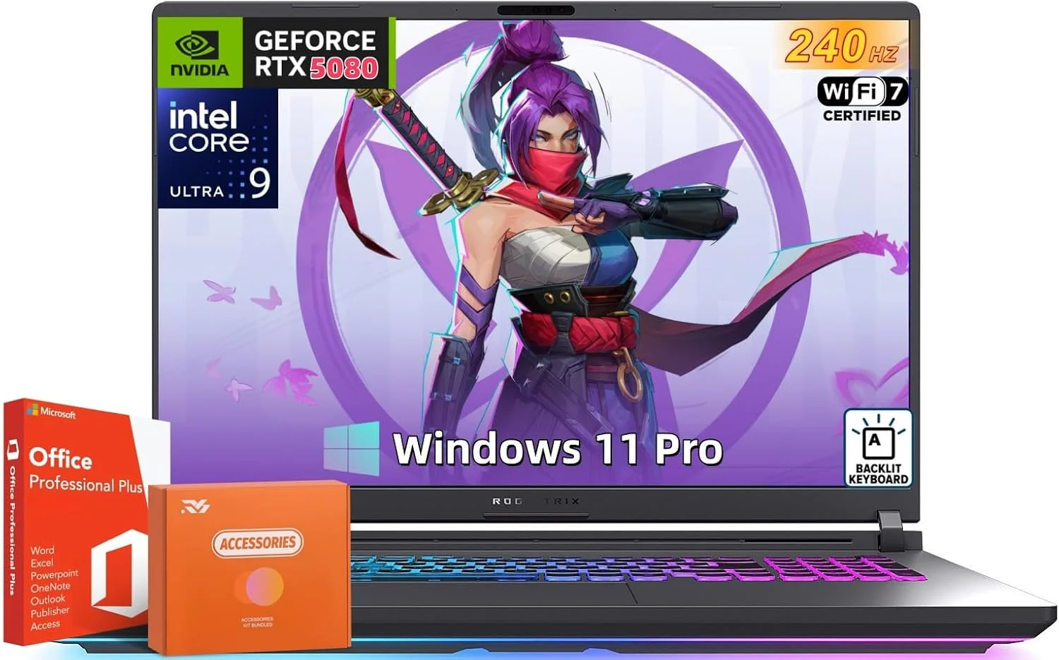 لپ تاپ گیمینگ ایسوس ROG Strix G18 (2025)، کارت گرافیک NVIDIA GeForce RTX5080، پردازنده Intel Ultra 9 275HX، صفحه نمایش 18 اینچی ROG 2.5K 240Hz، رم 64 گیگابایتی DDR5، حافظه SSD 8 ترابایتی، Wi-Fi 7، ویندوز 11 پرو، به همراه لایسنس مادام العمر آفیس و لوازم جانبی