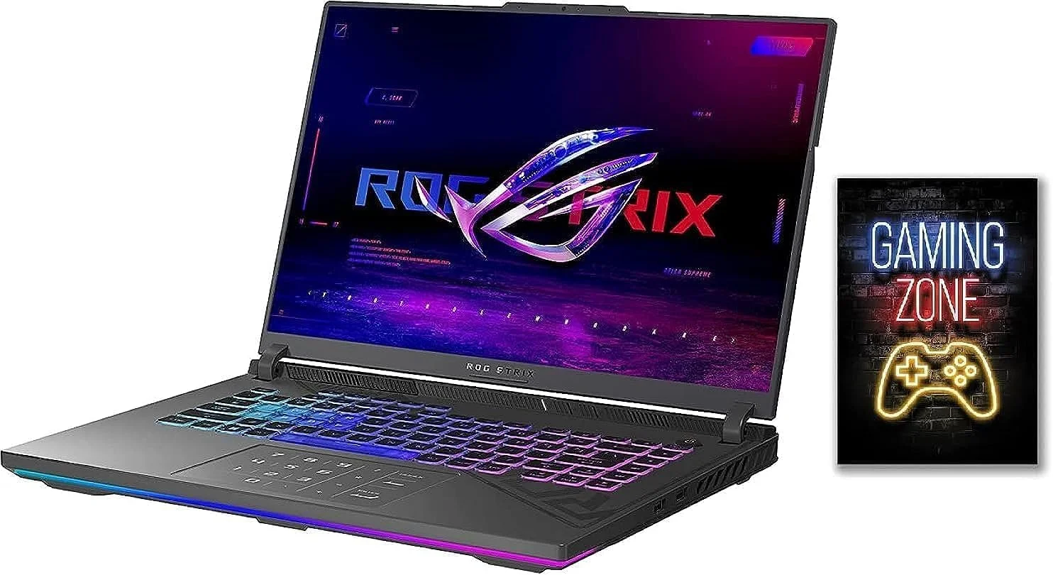 لپ تاپ گیمینگ ایسوس ROG Strix G16 مدل 2023 با صفحه نمایش 16.1 اینچی FHD+ 165Hz، پردازنده Core i7-13650HX، رم 32 گیگابایت، حافظه 1 ترابایت SSD، کارت گرافیک NVIDIA® GeForce RTX™ 4060 8GB، نور پس زمینه RGB انگلیسی، ویندوز 11 خاکستری، رم 32 گیگابایت | 1 ترابایت SSD (ارتقا یافته)