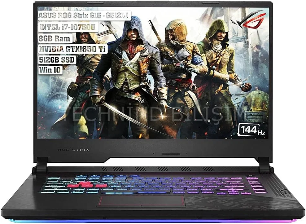 لپ تاپ گیمینگ ایسوس ROG Strix G512LI، پردازنده Intel i7-10750H 2.6GHz، رم 8GB DDR4، حافظه SSD 512GB PCIe، صفحه نمایش 15.6 اینچ FHD 144Hz، کارت گرافیک Nvidia GTX 1650Ti 4GB، کیبورد با نور پس زمینه RGB، ویندوز 10، Electro Punk- G512LI-BI7N10