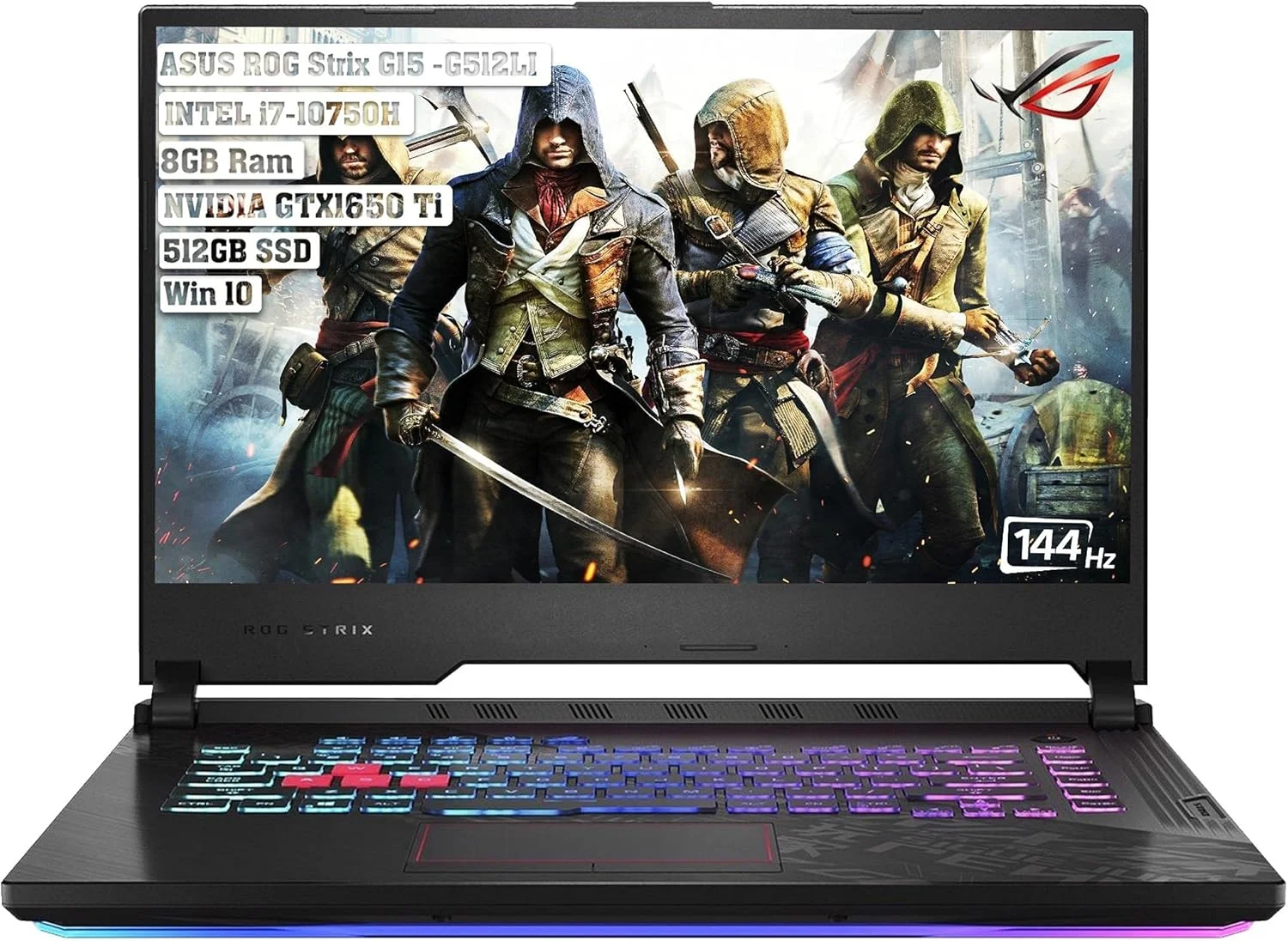 لپ تاپ گیمینگ ایسوس ROG Strix G512LI، پردازنده Intel i7-10750H 2.6GHz، رم 8GB DDR4، حافظه SSD 512GB PCIe، صفحه نمایش 15.6 اینچ FHD 144Hz، کارت گرافیک Nvidia GTX 1650Ti 4GB، کیبورد با نور پس زمینه RGB، ویندوز 10، Electro Punk- G512LI-BI7N10 لپ تاپ گیمینگ ایسوس ROG Strix G512LI، پردازنده Intel i7-10750H 2.6GHz، رم 8GB DDR4، حافظه SSD 512GB PCIe، صفحه نمایش 15.6 اینچ FHD 144Hz، کارت گرافیک Nvidia GTX 1650Ti 4GB، کیبورد با نور پس زمینه RGB، ویندوز 10، Electro Punk- G512LI-BI7N10