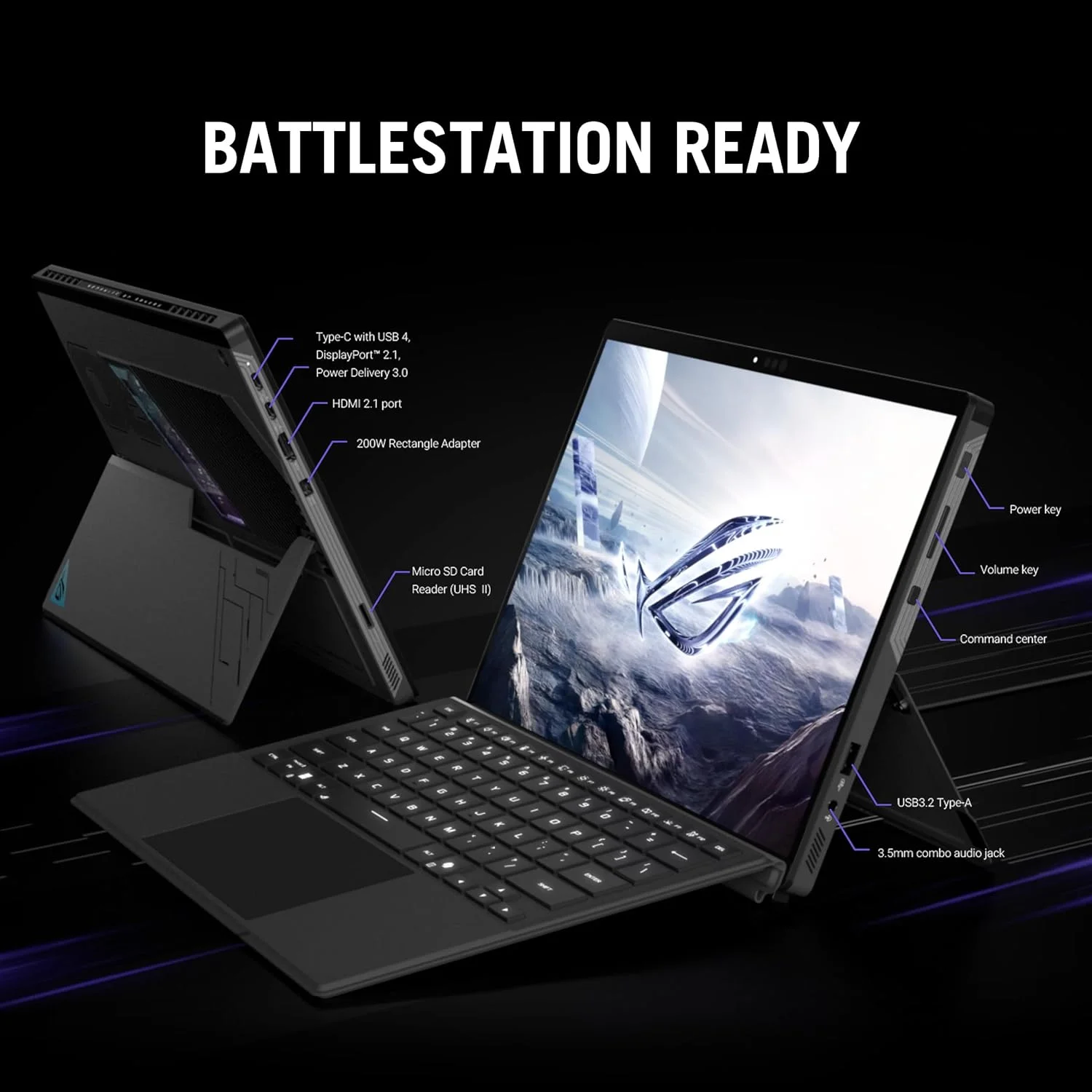 لپ تاپ گیمینگ تبدیل شونده 2 در 1 ایسوس ROG Flow Z13 با صفحه نمایش لمسی ROG Nebula با رزولوشن 2.5K، نرخ تازه سازی 180 هرتز و زمان پاسخگویی 3 میلی ثانیه، پردازنده AMD Ryzen AI MAX+ 395، رم 32 گیگابایتی و حافظه SSD 1 ترابایتی، رنگ مشکی لپ تاپ گیمینگ تبدیل شونده 2 در 1 ایسوس ROG Flow Z13 با صفحه نمایش لمسی ROG Nebula با رزولوشن 2.5K، نرخ تازه سازی 180 هرتز و زمان پاسخگویی 3 میلی ثانیه، پردازنده AMD Ryzen AI MAX+ 395، رم 32 گیگابایتی و حافظه SSD 1 ترابایتی، رنگ مشکی