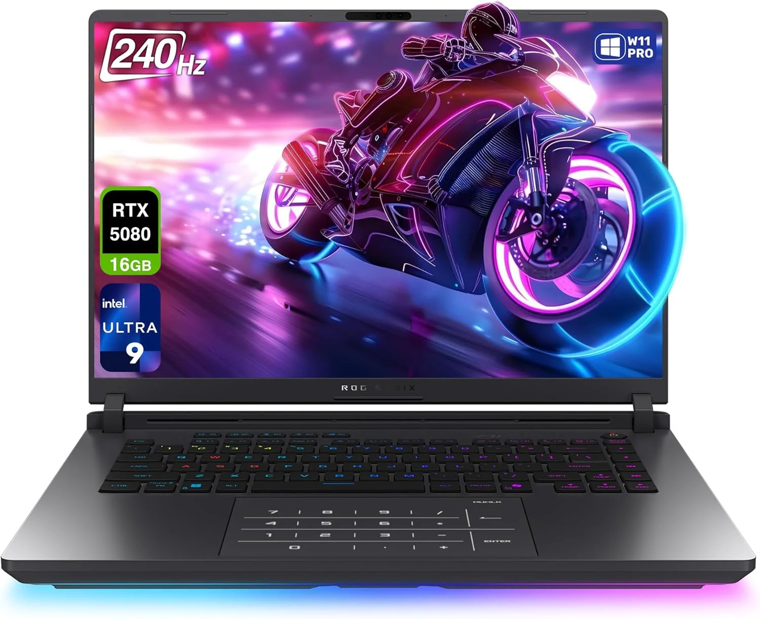 لپ تاپ گیمینگ ایسوس ROG Strix G16، پردازنده Intel Ultra 9-275HX، رم 32 گیگابایت DDR5، حافظه SSD 2 ترابایت PCIe، نمایشگر 16 اینچ 2.5K (2560x1600)، کارت گرافیک Nvidia G-Force RTX 5080، کیبورد Chiclet با نور پس زمینه RGB، ویندوز 11 پرو، خاکستری تیره