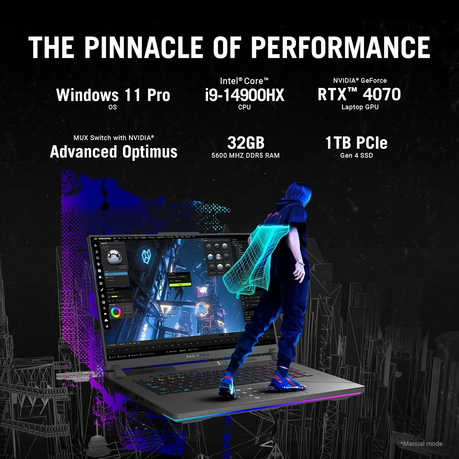 لپ تاپ گیمینگ ایسوس ROG Strix G16 (2024)، 16 اینچ 16:10 QHD 240Hz، GeForce RTX 4070، Intel® Core™ i9-14900HX، 32 گیگابایت DDR5، 1 ترابایت PCIe SSD، Wi-Fi 6E، Windows 11 Pro، G614JIR-XS96 لپ تاپ گیمینگ ایسوس ROG Strix G16 (2024)، 16 اینچ 16:10 QHD 240Hz، GeForce RTX 4070، Intel® Core™ i9-14900HX، 32 گیگابایت DDR5، 1 ترابایت PCIe SSD، Wi-Fi 6E، Windows 11 Pro، G614JIR-XS96