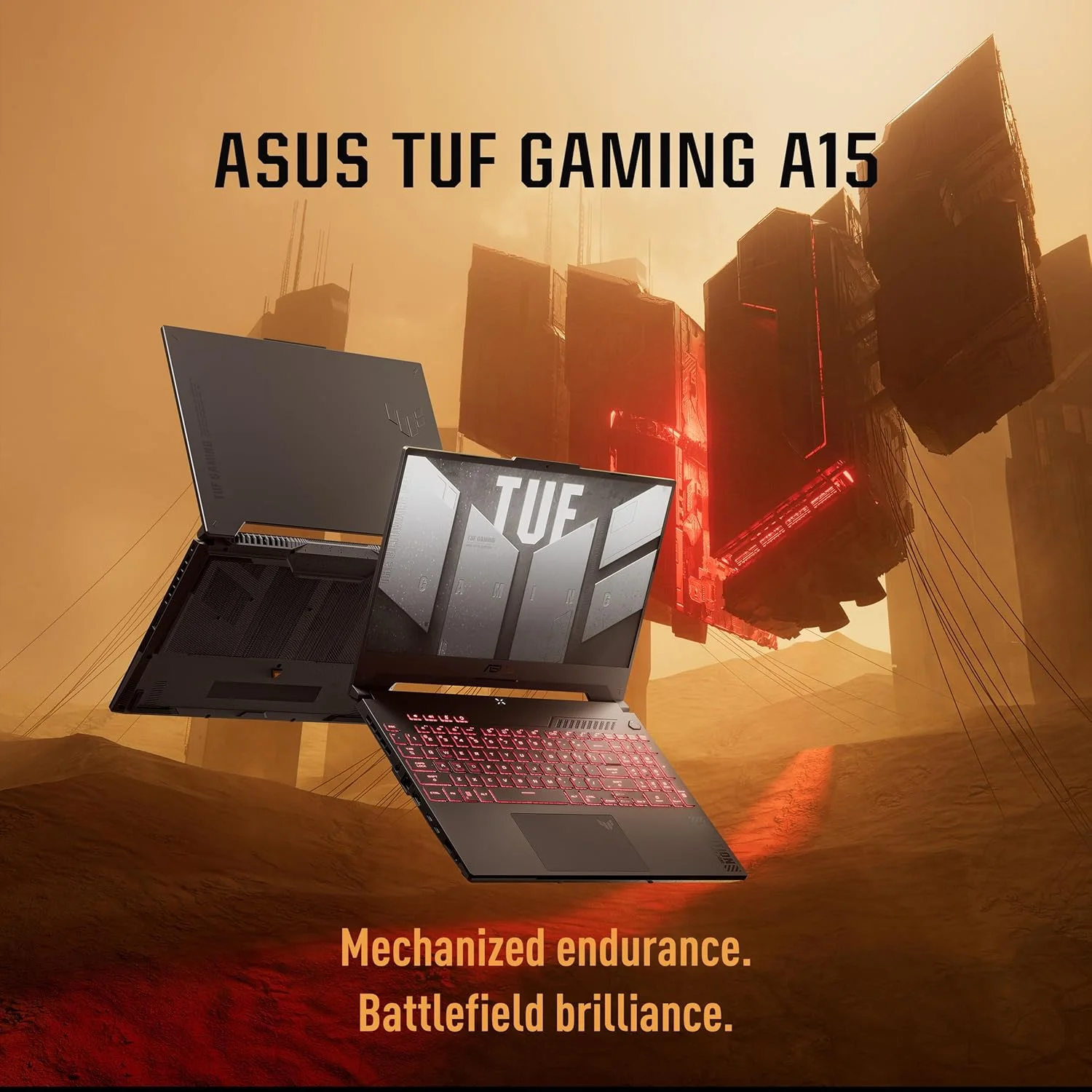 لپ تاپ گیمینگ ایسوس TUF Gaming A15 FA507NUR-LP007W، پردازنده AMD Ryzen™ 7 7435HS، کارت گرافیک NVIDIA® GeForce RTX™ 4050 6GB GDDR6، رم DDR5 16GB، حافظه 512GB، صفحه نمایش 15.6 اینچ، ویندوز هوم، کیبورد انگلیسی-عربی، رنگ Jaeger Gray، دوشاخه برق 2 پین