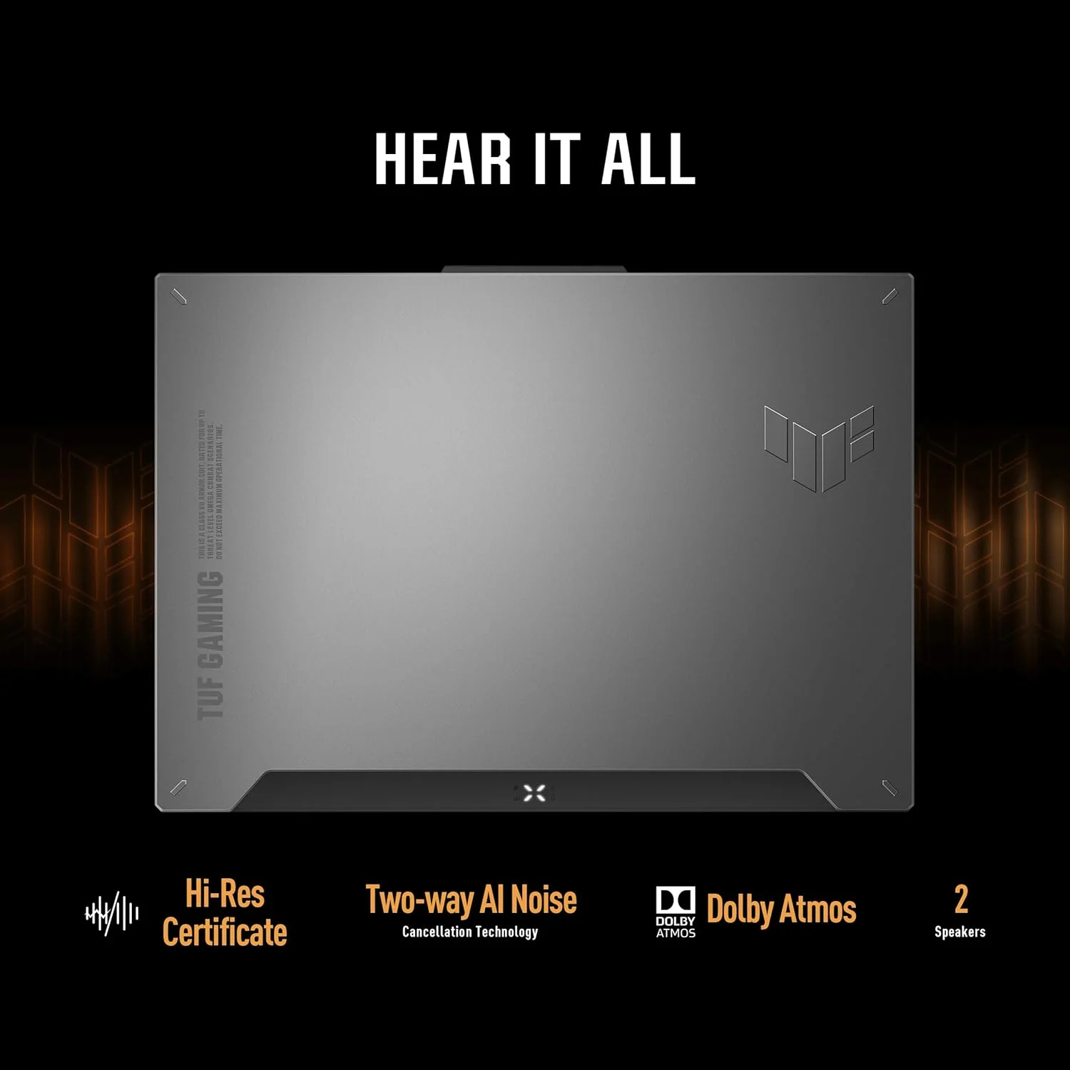 لپ تاپ گیمینگ ایسوس TUF Gaming A15 FA507NUR-LP007W، پردازنده AMD Ryzen™ 7 7435HS، کارت گرافیک NVIDIA® GeForce RTX™ 4050 6GB GDDR6، رم DDR5 16GB، حافظه 512GB، صفحه نمایش 15.6 اینچ، ویندوز هوم، کیبورد انگلیسی-عربی، رنگ Jaeger Gray، دوشاخه برق 2 پین