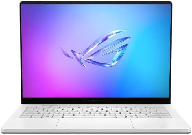 جدیدترین لپ تاپ گیمینگ ASUS ROG Zephyrus G14 (2025) 14 اینچی 3K OLED 120 هرتز Copilot+ PC AMD Ryzen AI 9 HX 370 NVIDIA RTX 5070 Ti 12GB رم 32GB LPDDR5X SSD 1TB RGB KB ویندوز 11 سفید پلاتینیوم